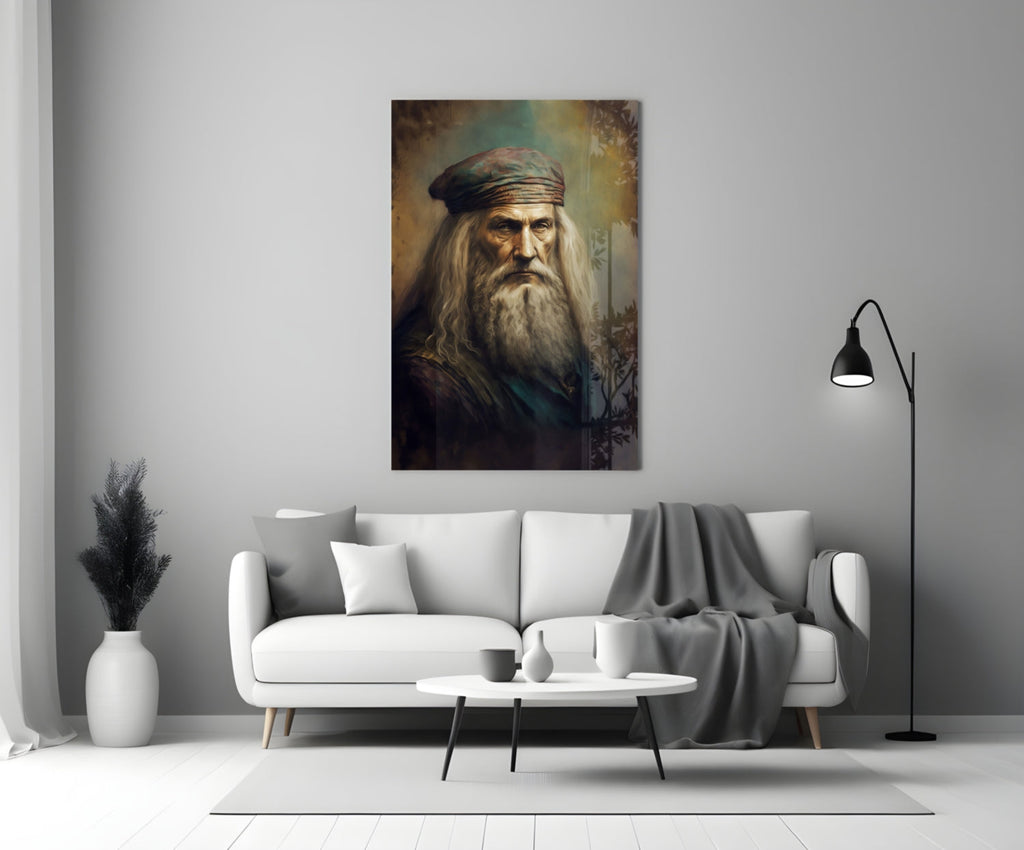 Leonardo da Vinci Glass Wall Art  || Designer Collection