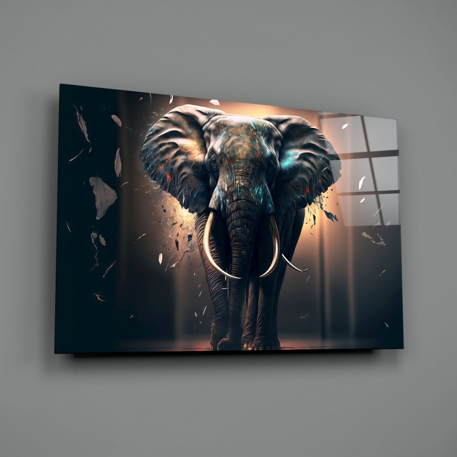 Glory of an Elephant Glass Wall Art  || Designer Collection