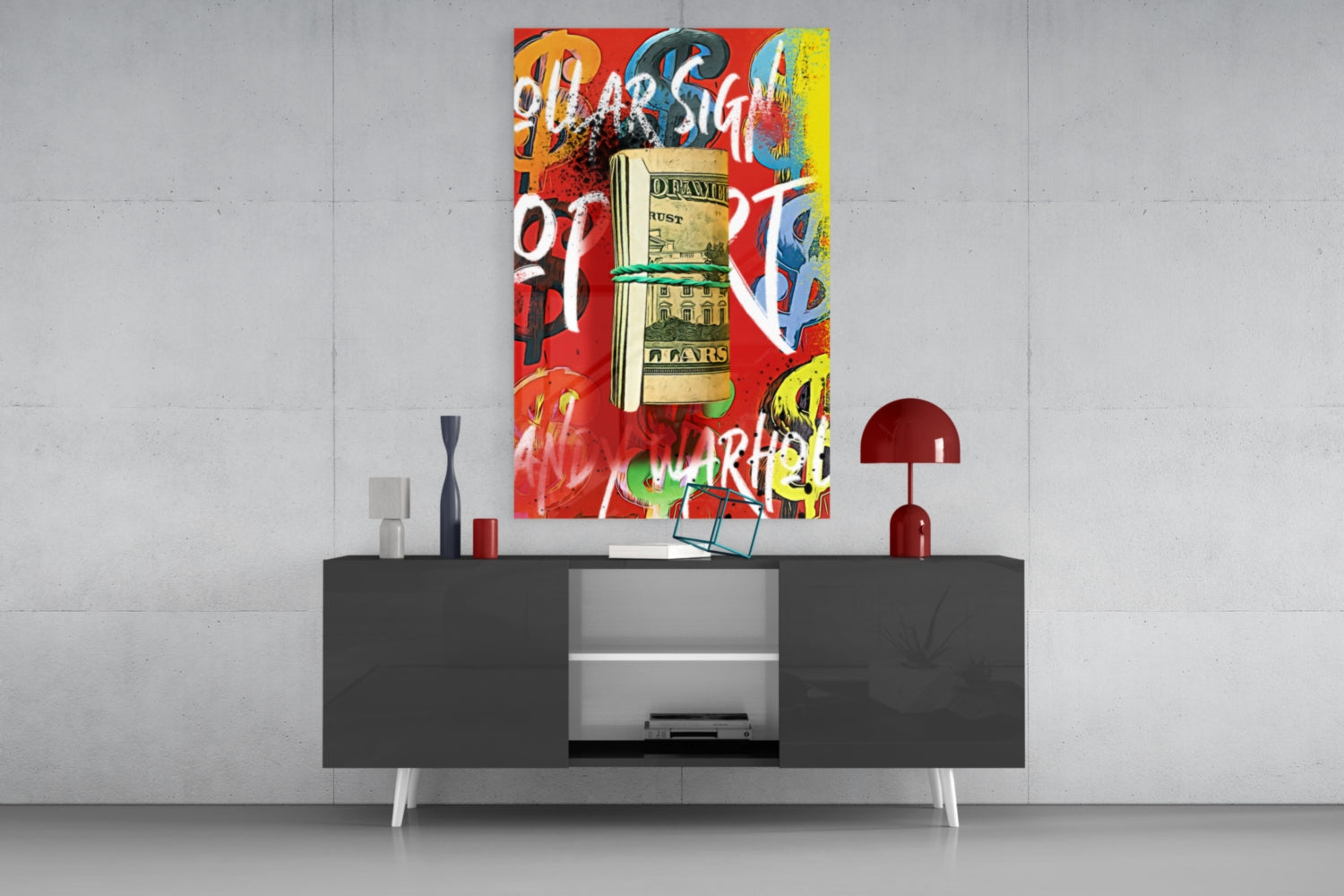 Andy Warhol and Bankroll Glass Wall Art || Designer Collection