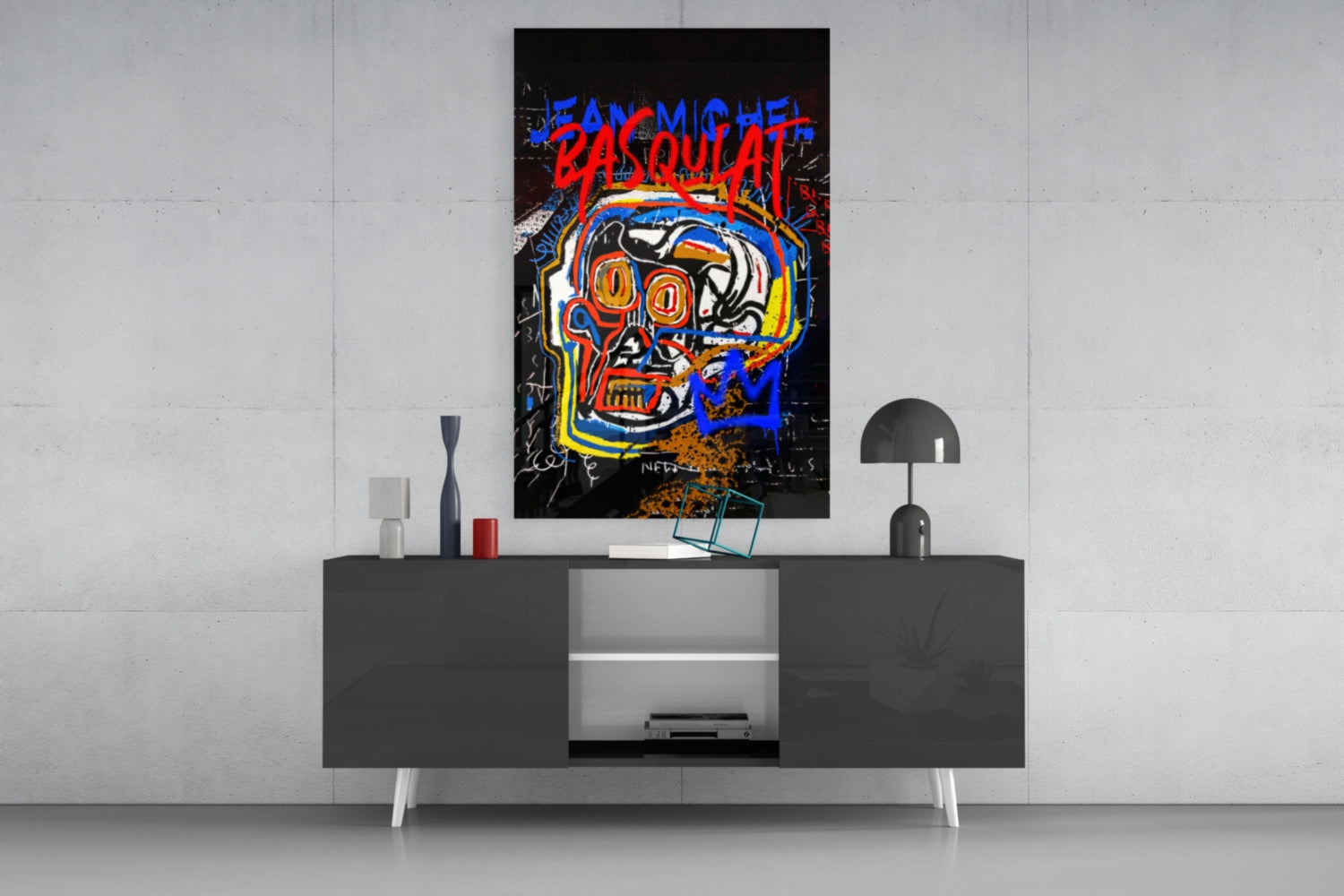 Style of Jean-Michel Basquiat Glass Wall Art || Designer Collection