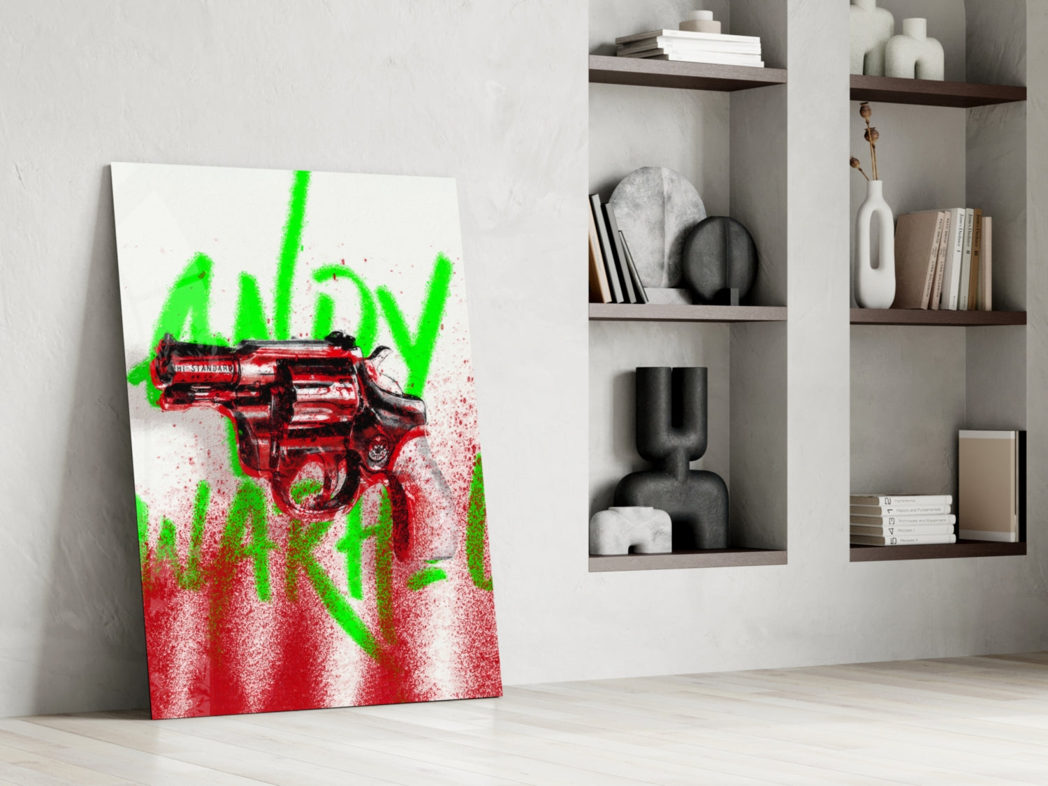 Andy Warhol and Gun Glass Wall Art || Designer Collection