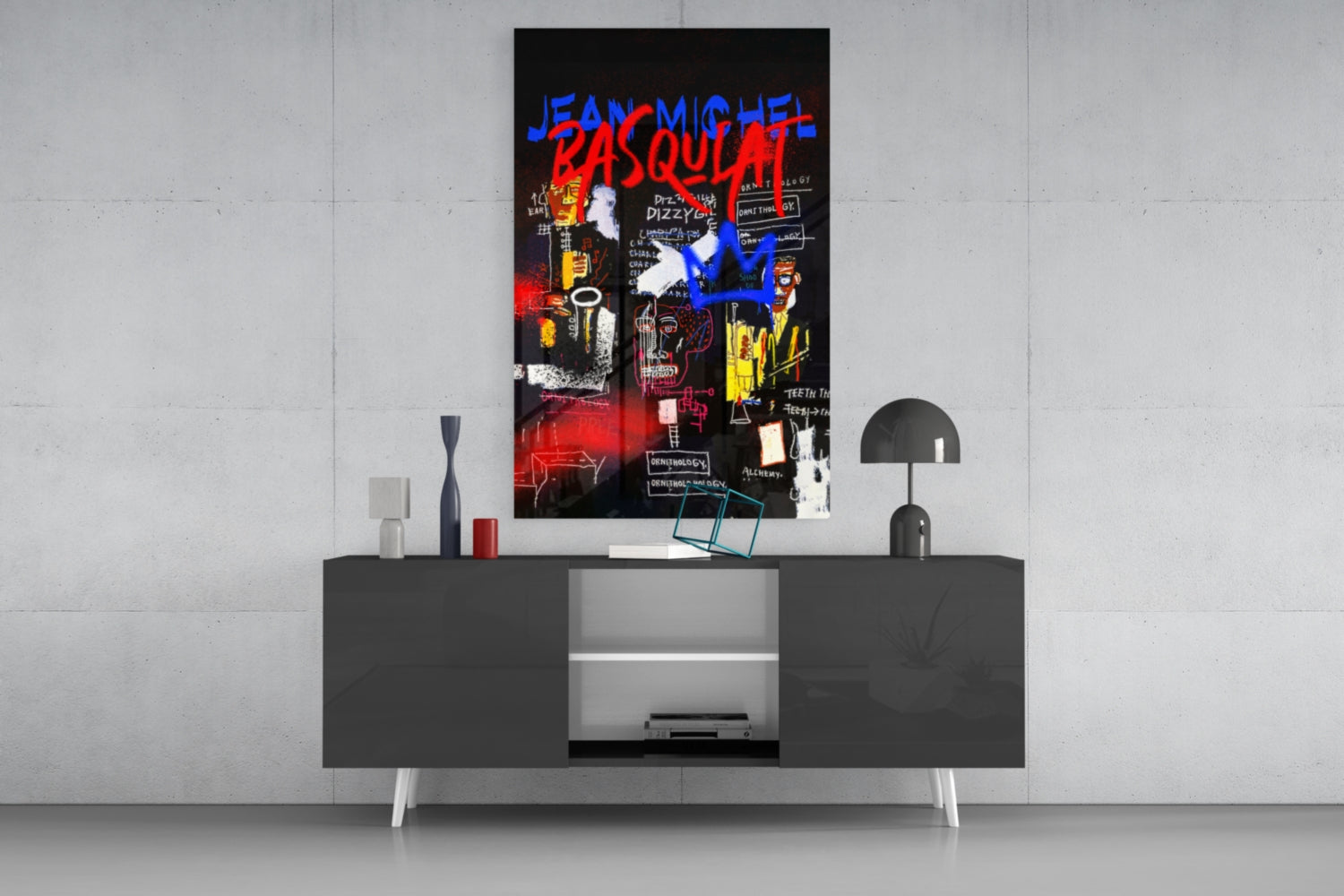 Style of Jean-Michel Basquiat Glass Wall Art || Designer Collection