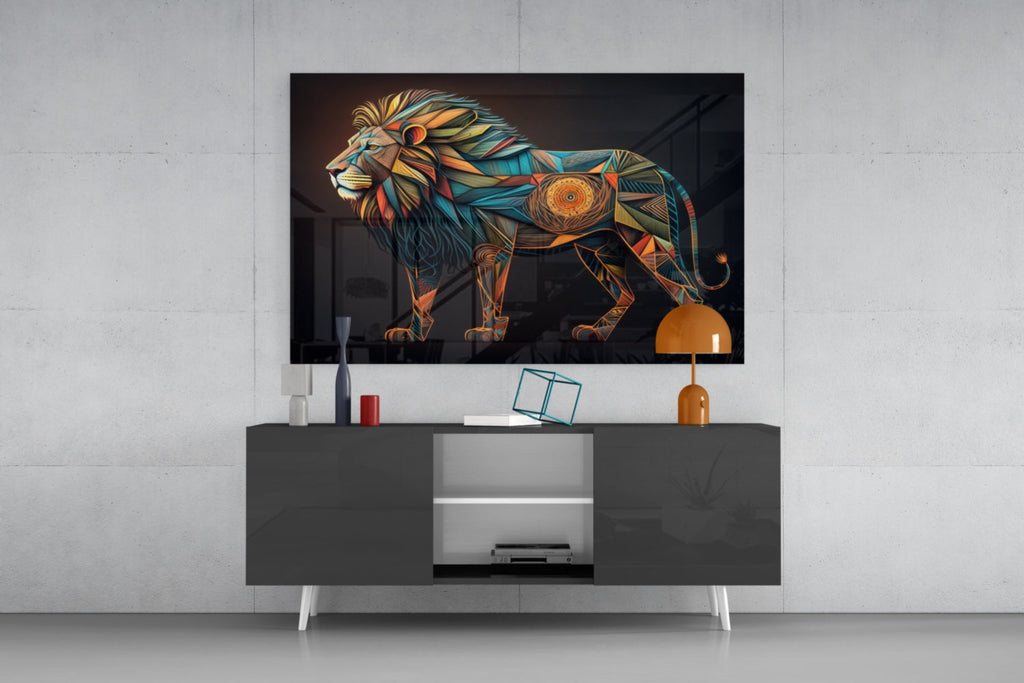 Lion Glass Wall Art || Designer Collection
