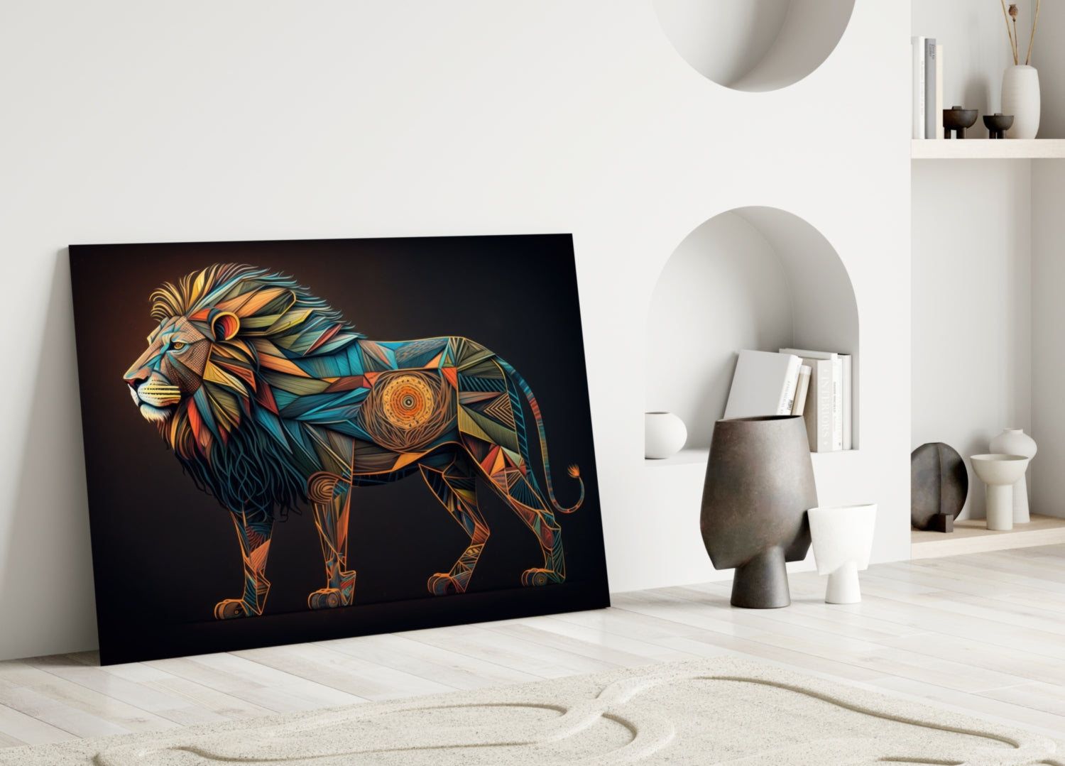 Lion Glass Wall Art || Designer Collection