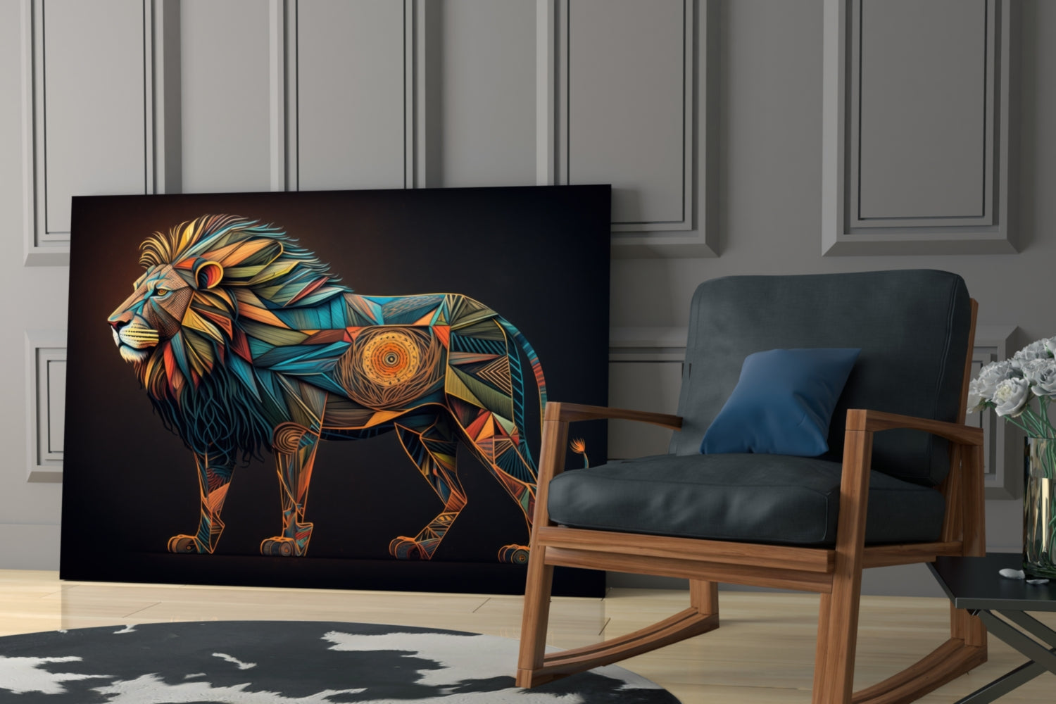 Lion Glass Wall Art || Designer Collection