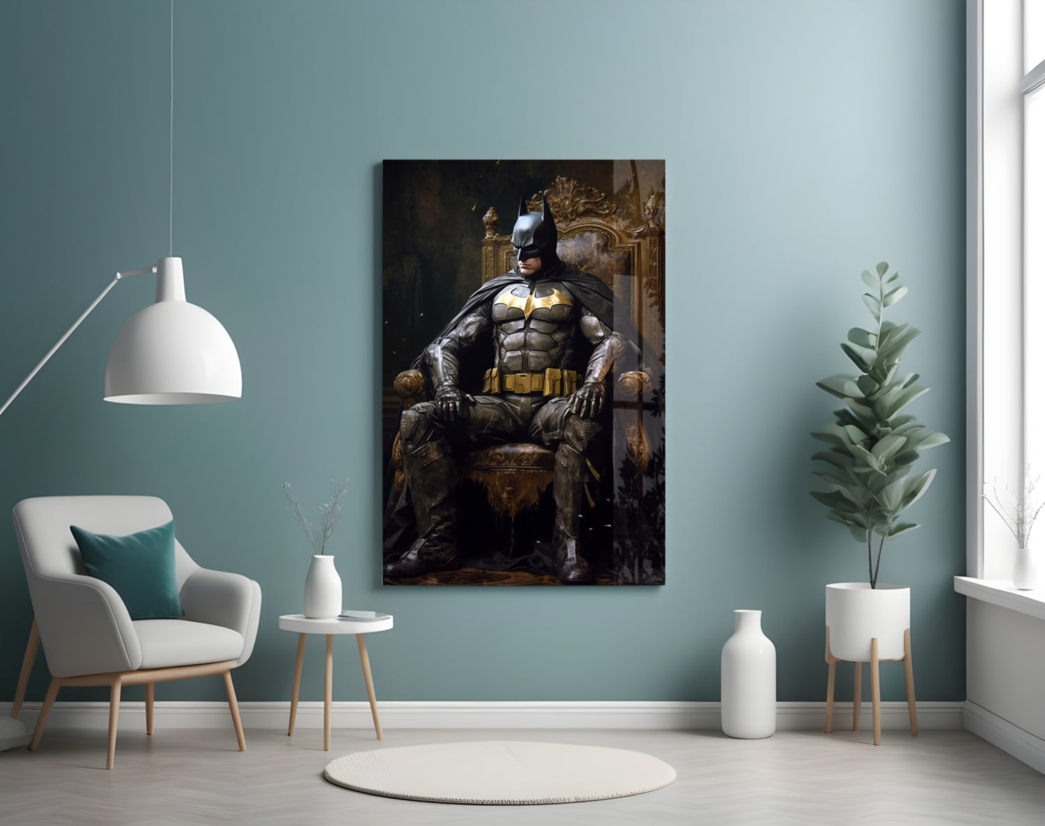 Batman in the Throne Glass Wall Art || Designer Collection