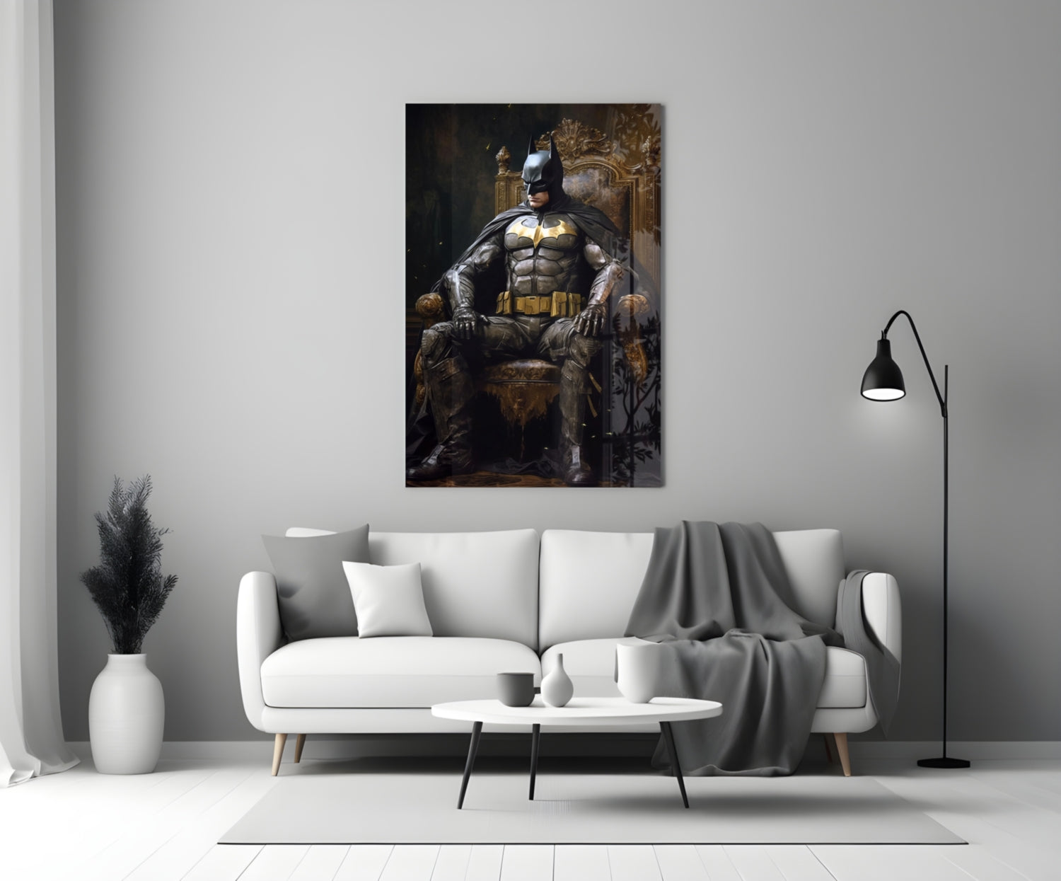 Batman in the Throne Glass Wall Art || Designer Collection