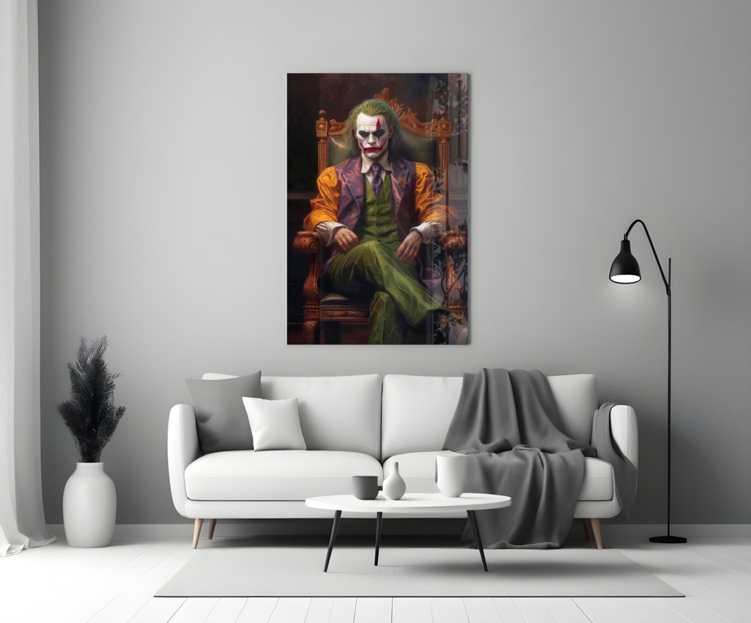 Joker in the Throne Glass Wall Art || Designer Collection