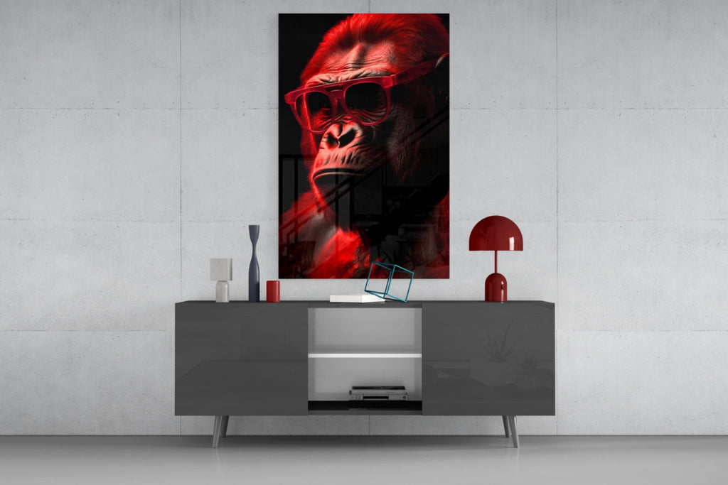 Ape the Thinker Glass Wall Art || Designer Collection