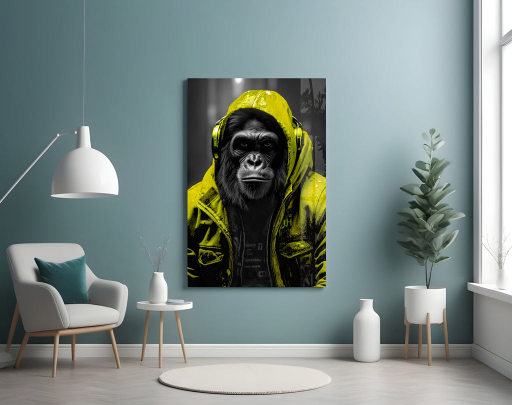 Rebellios Ape  Glass Wall Art || Designer Collection