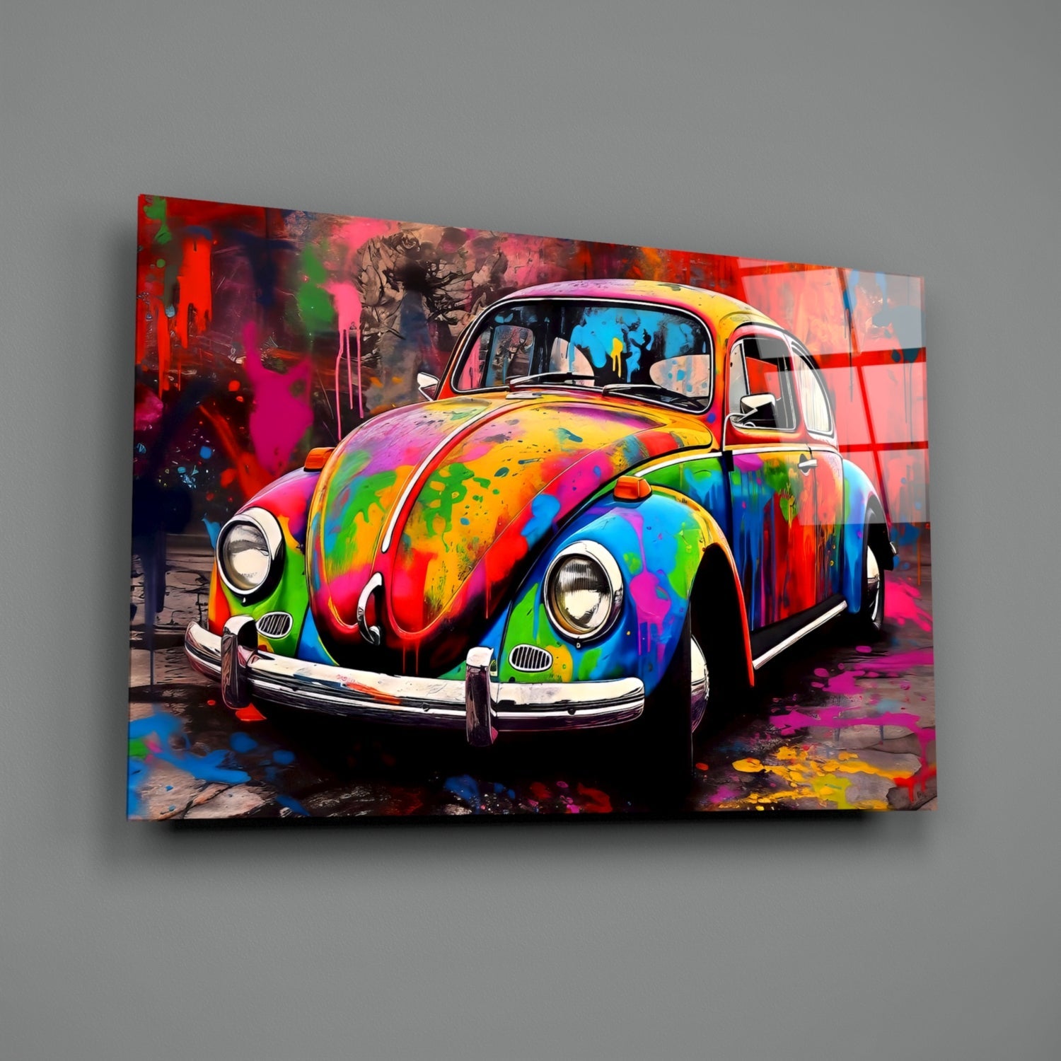 Colorful VW Glass Wall Art || Designer Collection