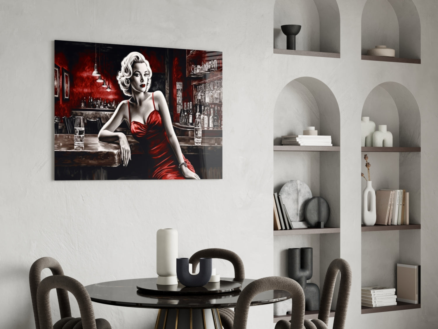 Marilyn in the Bar Glass Wall Art || Designer Collection