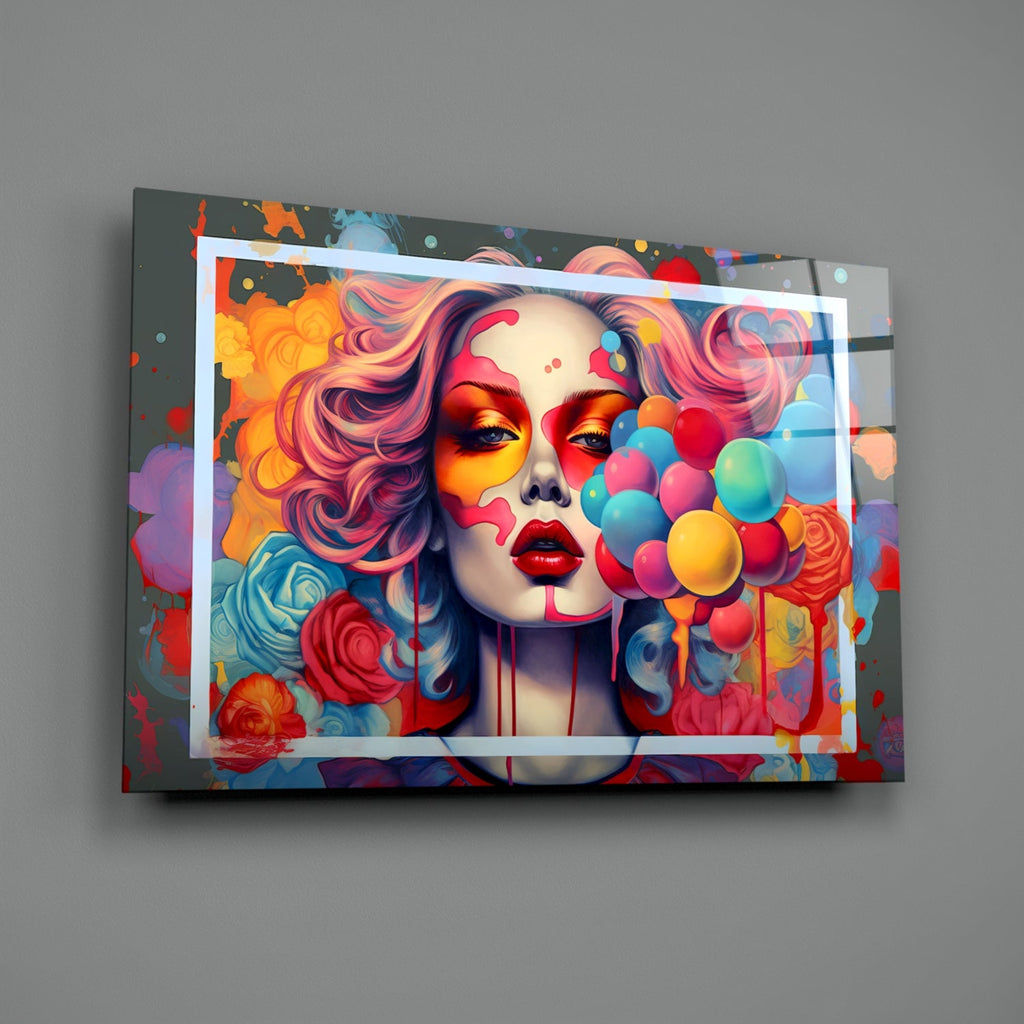 Balloons and the Kiss Glass Wall Art || Designer Collection