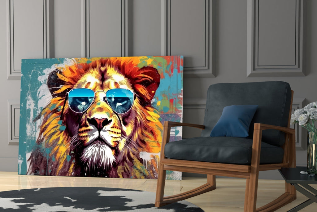 Cool Lion Glass Wall Art || Designer Collection