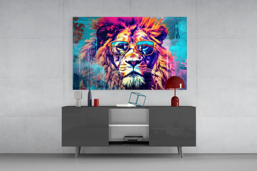 Cool Lion Glass Wall Art || Designer Collection