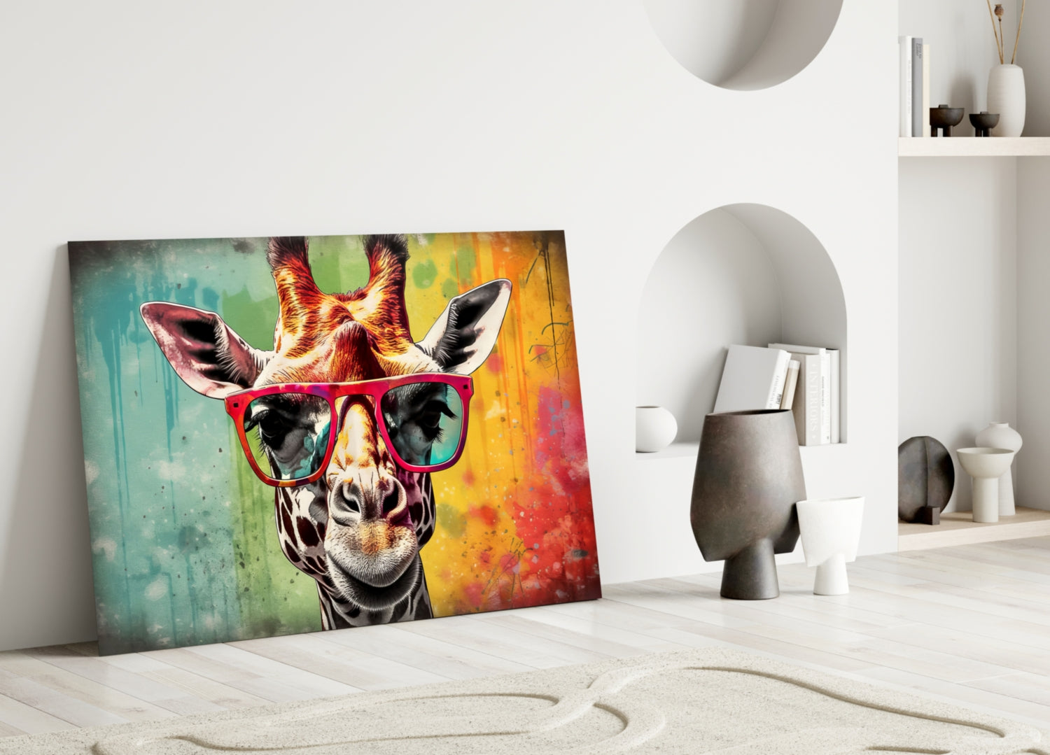 Cool Giraffe Glass Wall Art || Designer Collection