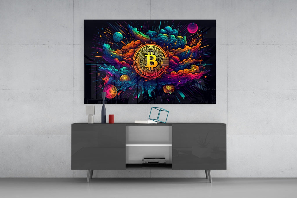Bitcoin Glass Wall Art || Designer Collection