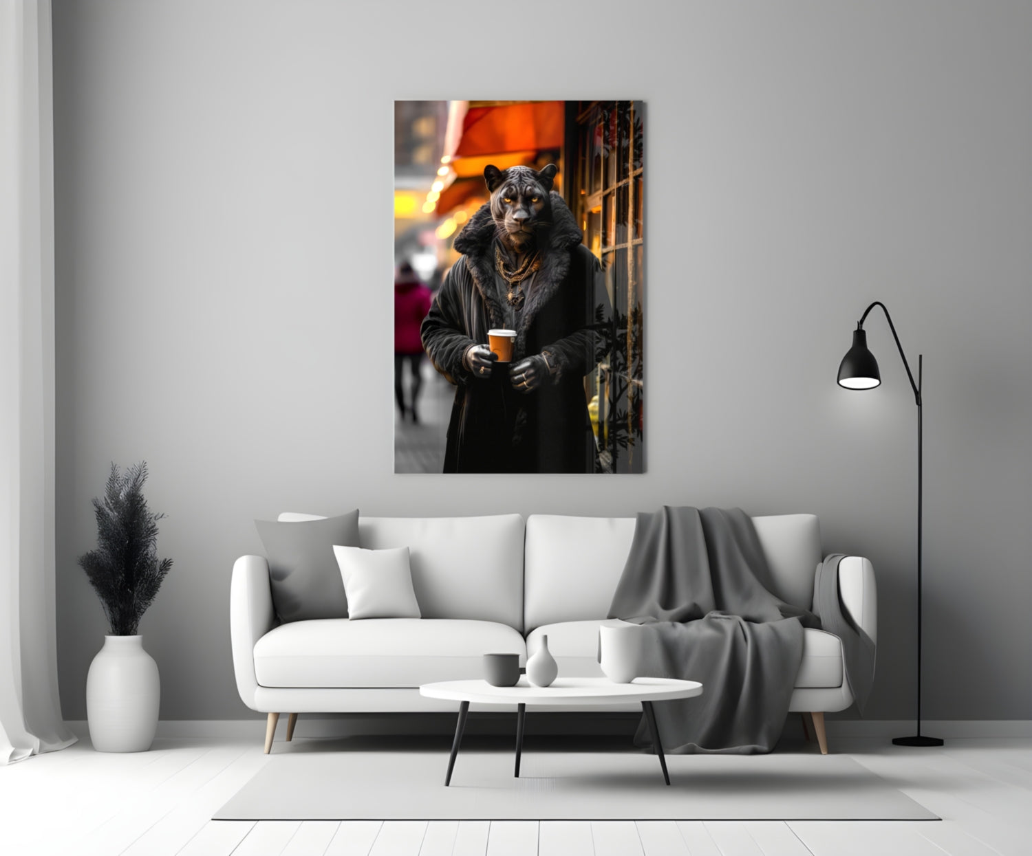 Java the Leopard Glass Wall Art || Designer's Collection