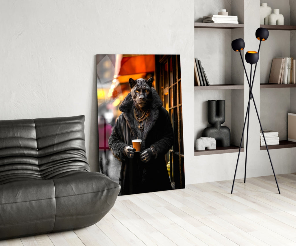 Java the Leopard Glass Wall Art || Designer's Collection