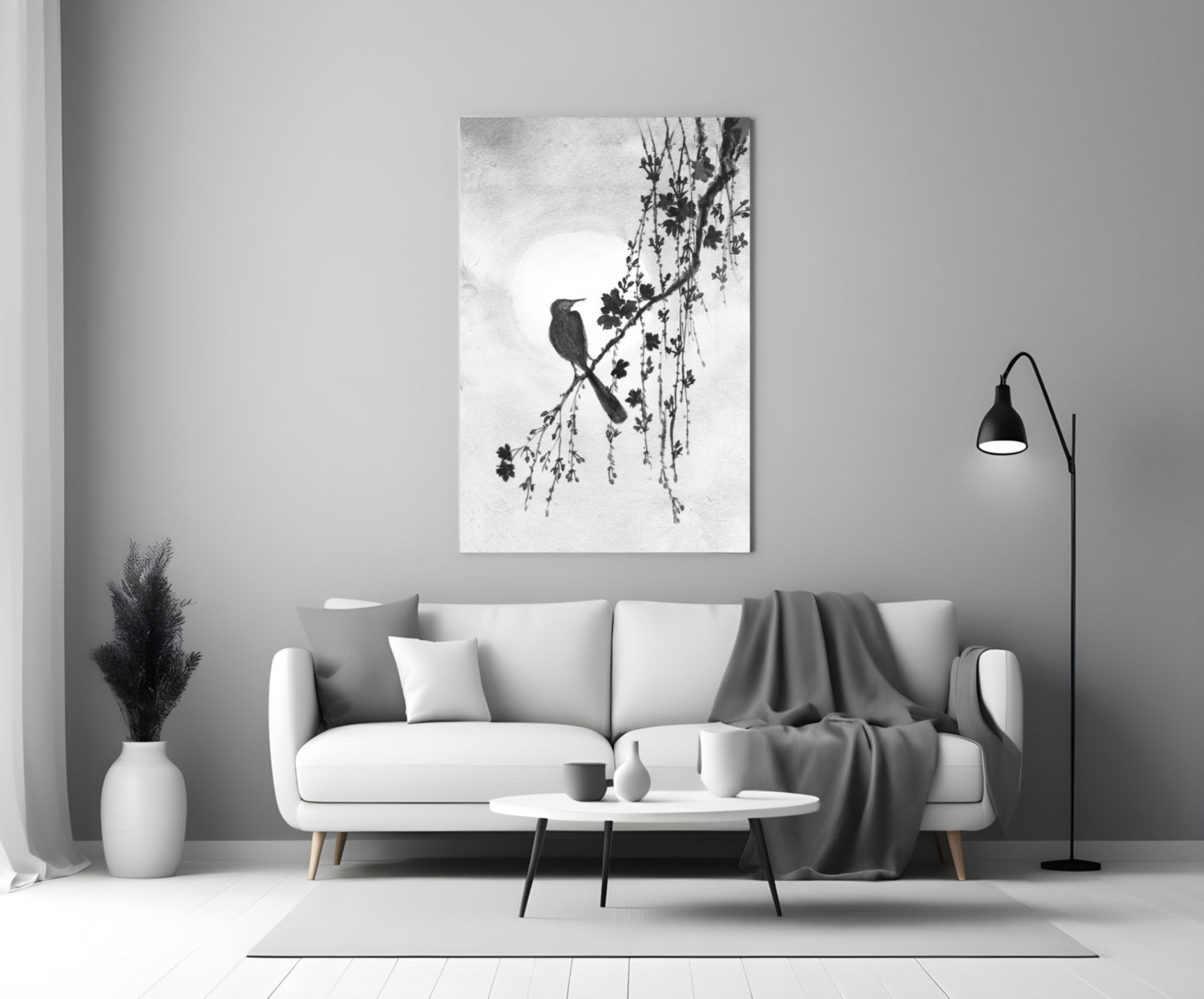 Bird on the Branch Glass Wall Art || Designer Collection