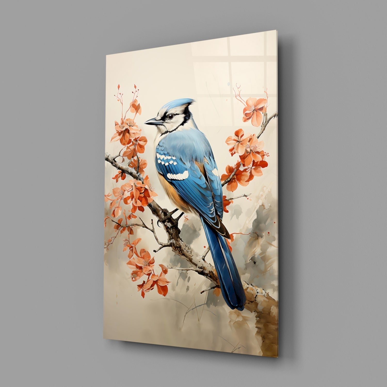 Bird on the Branch Glass Wall Art || Designer Collection