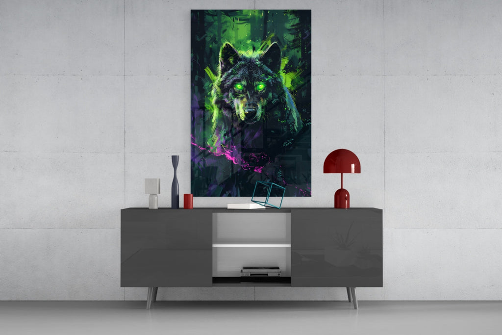 Wolf Glass Wall Art || Designer Collection