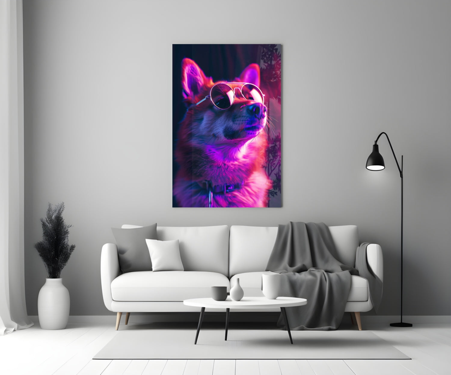 Dog with Glasses Glass Wall Art || Designer Collection