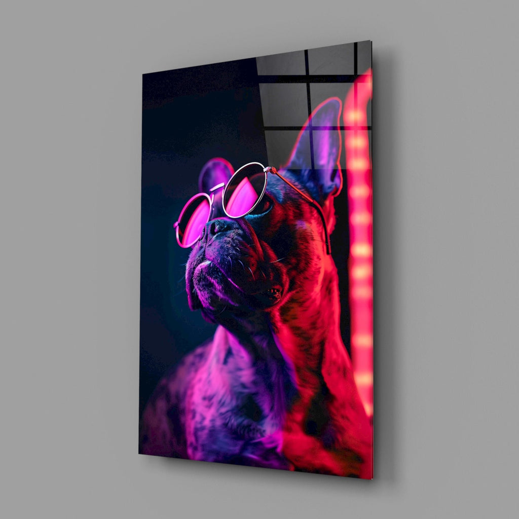 Dog with Glasses Glass Wall Art || Designer Collection