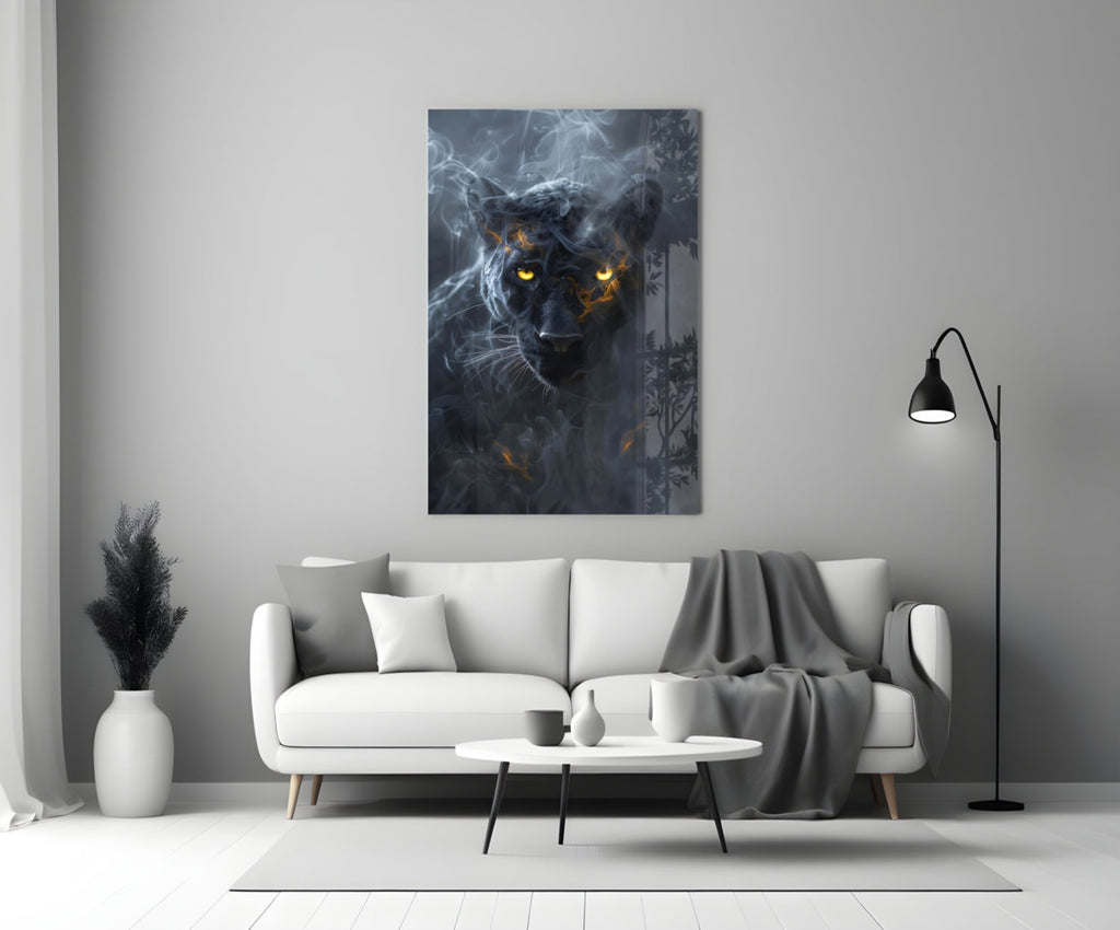 Black Panther Glass Wall Art || Designer Collection