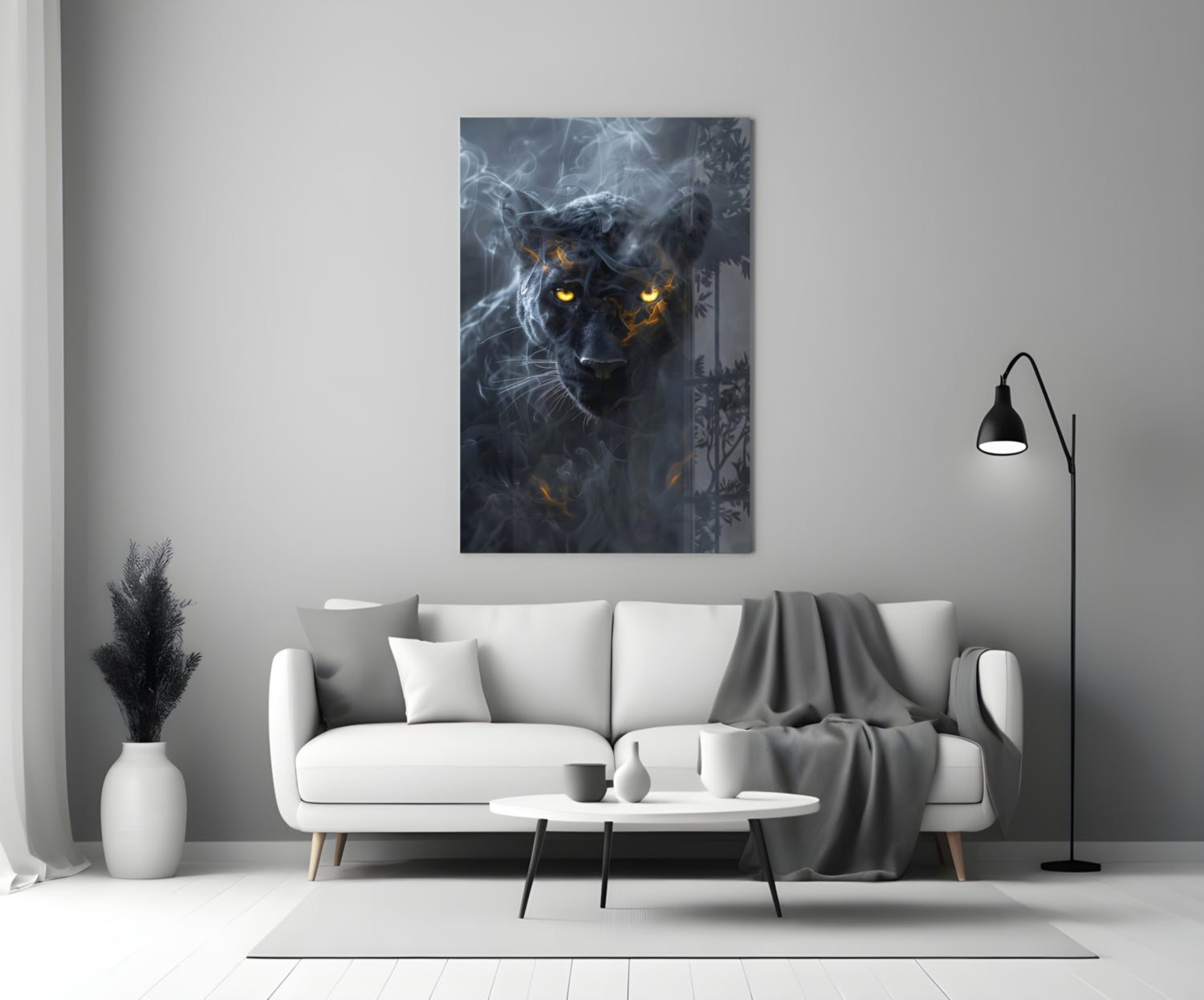 Black Panther Glass Wall Art || Designer Collection