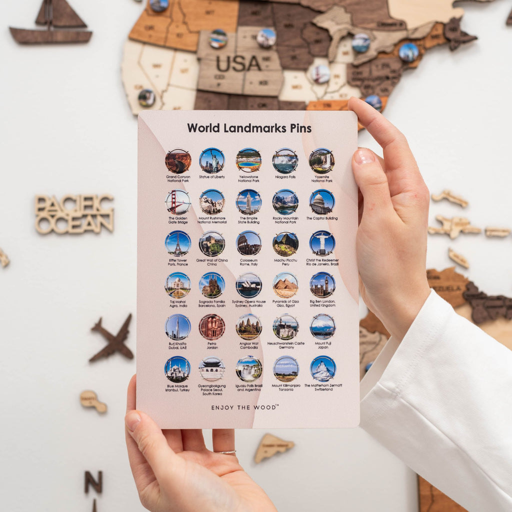Wooden World Landmarks Pins