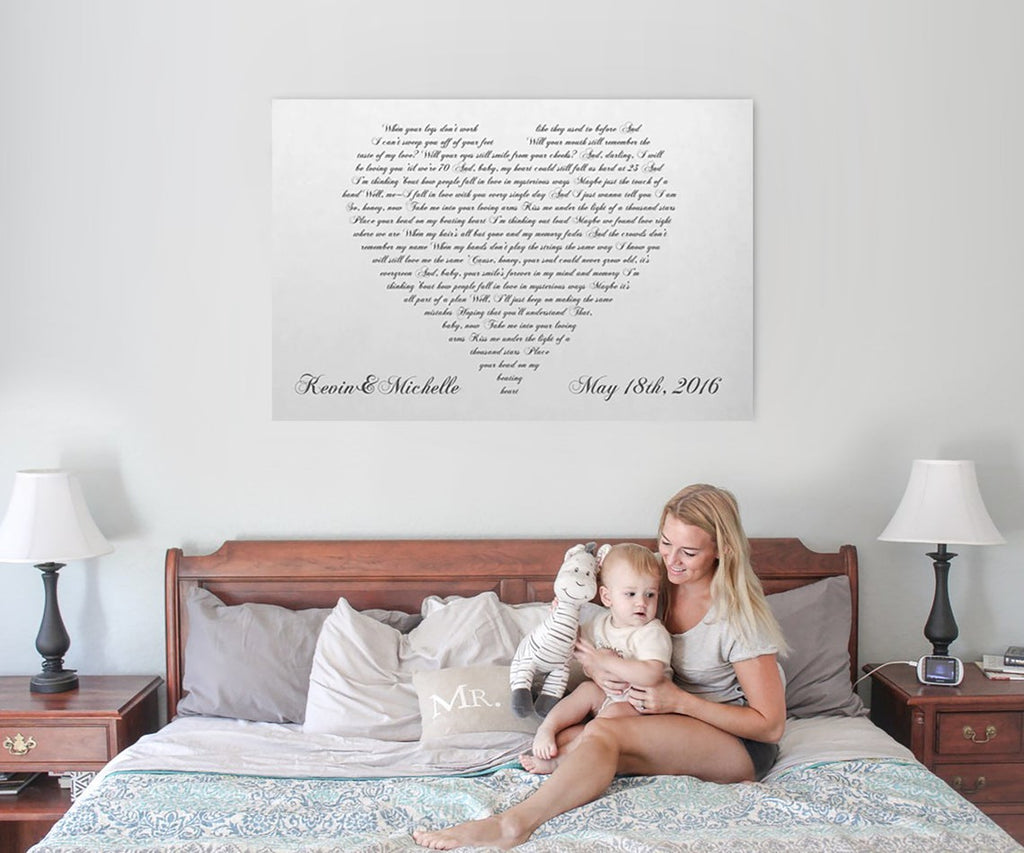 Heart Lyrics Canvas Second Anniversary Gift
