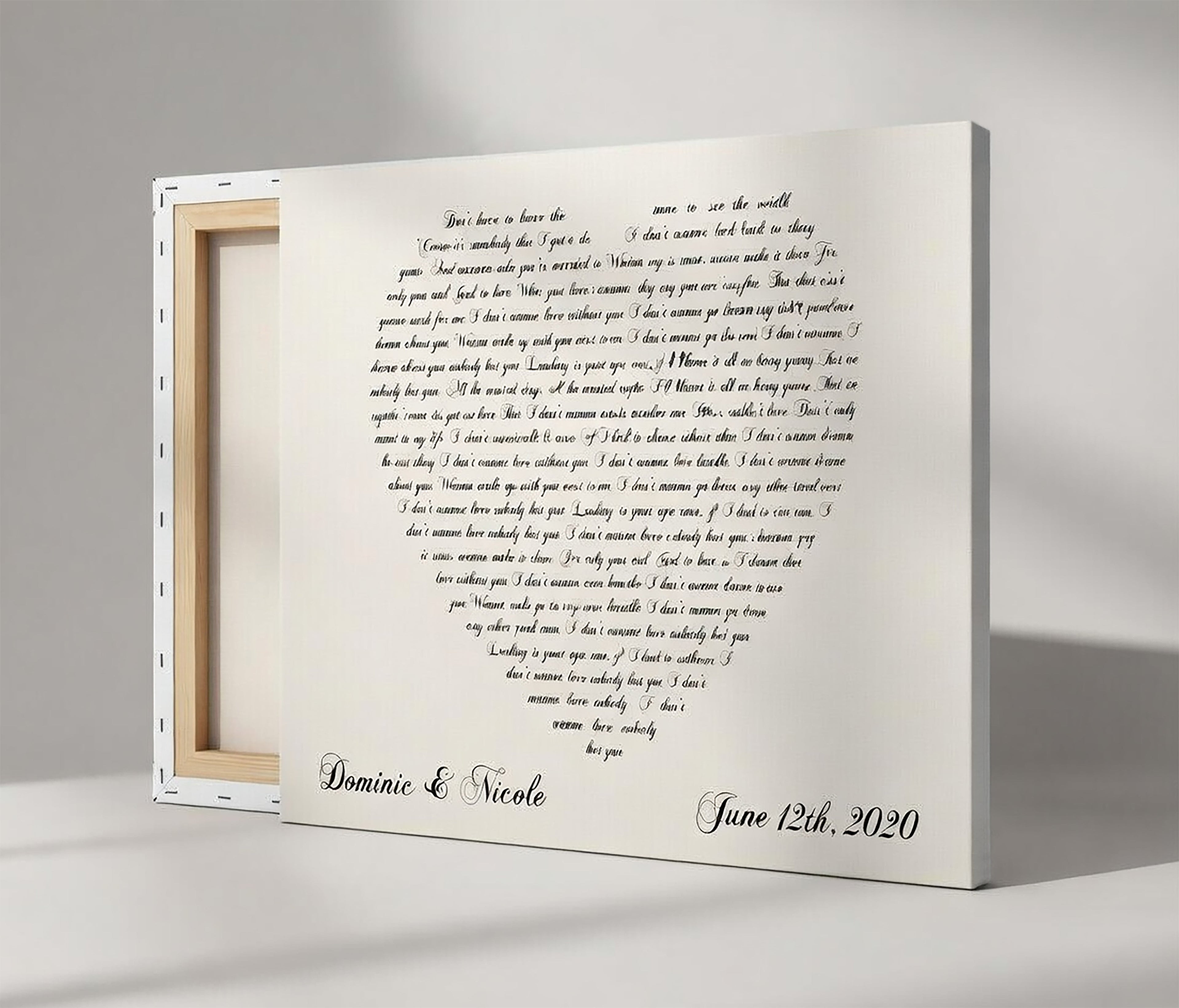 Lyrics In A Heart Canvas - Personalized Canvas