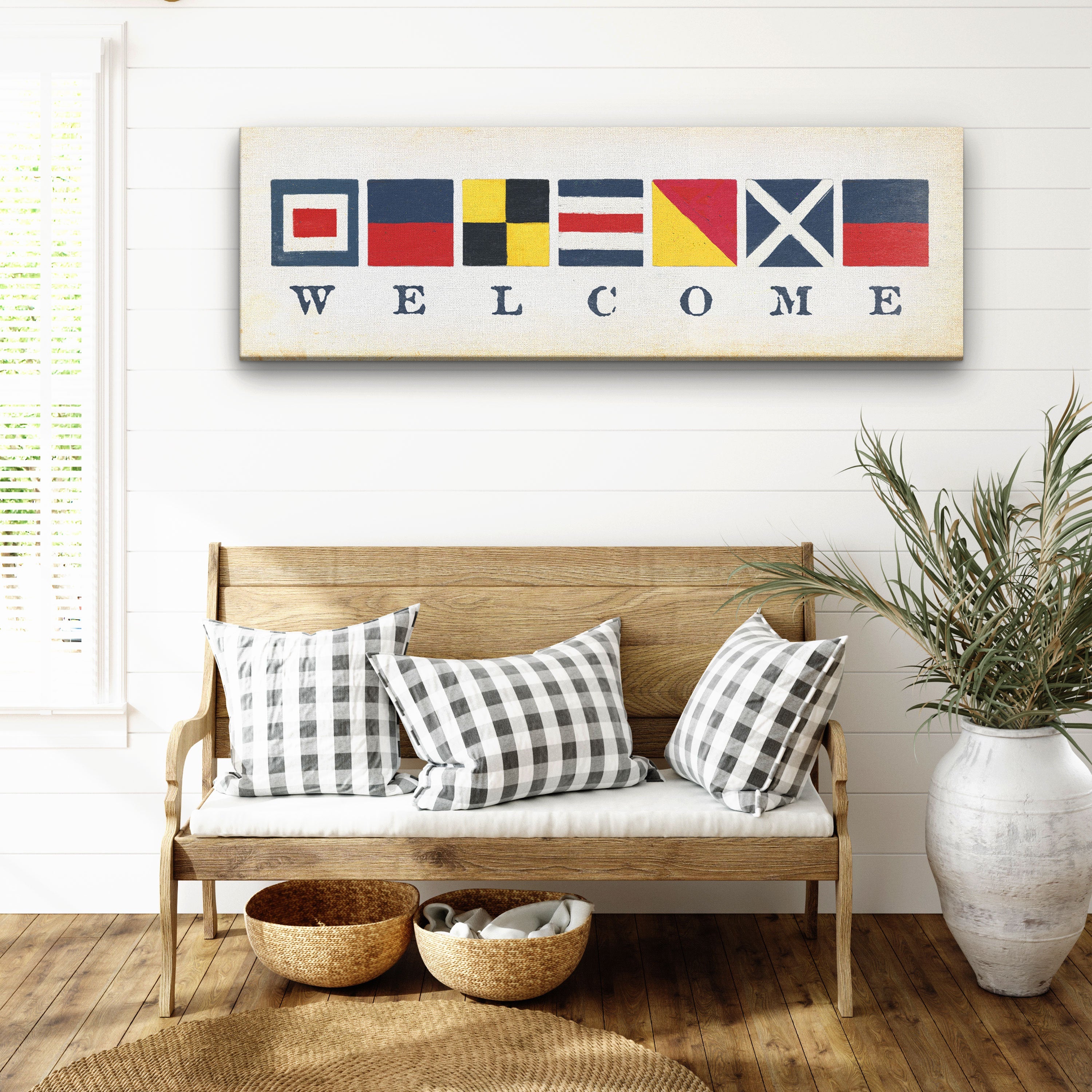 Nautical Welcome Flag Sign - Maritime Signal Flags - Coastal Wall Decor