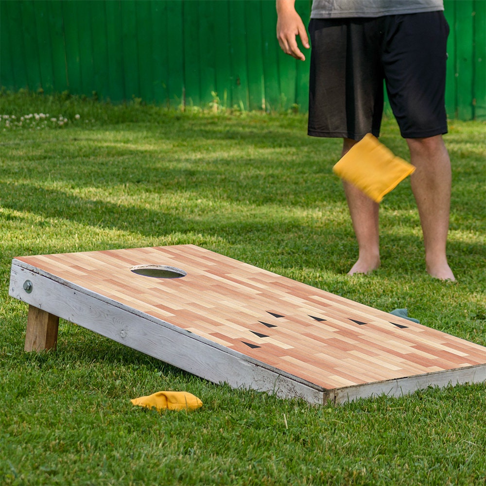 Bowling Parquet Floor - Cornhole Board Wrap - Set of 2