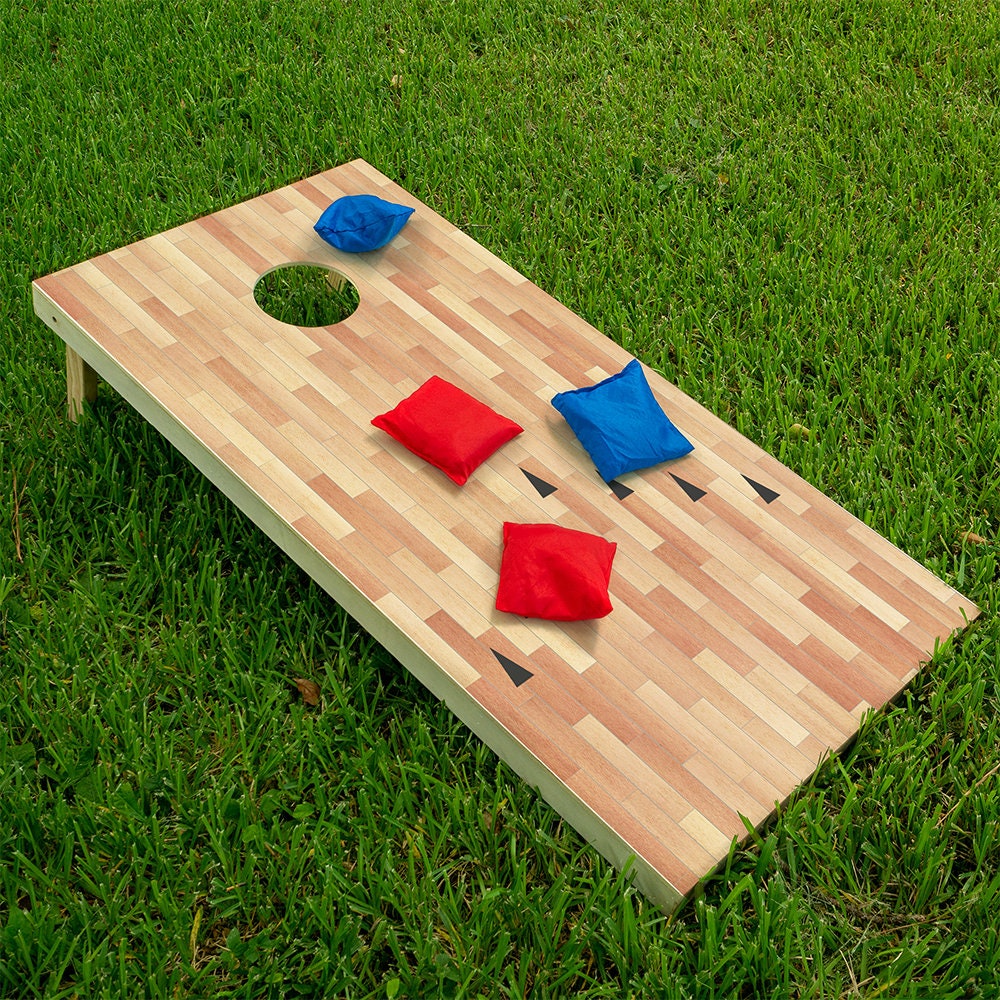 Bowling Parquet Floor - Cornhole Board Wrap - Set of 2