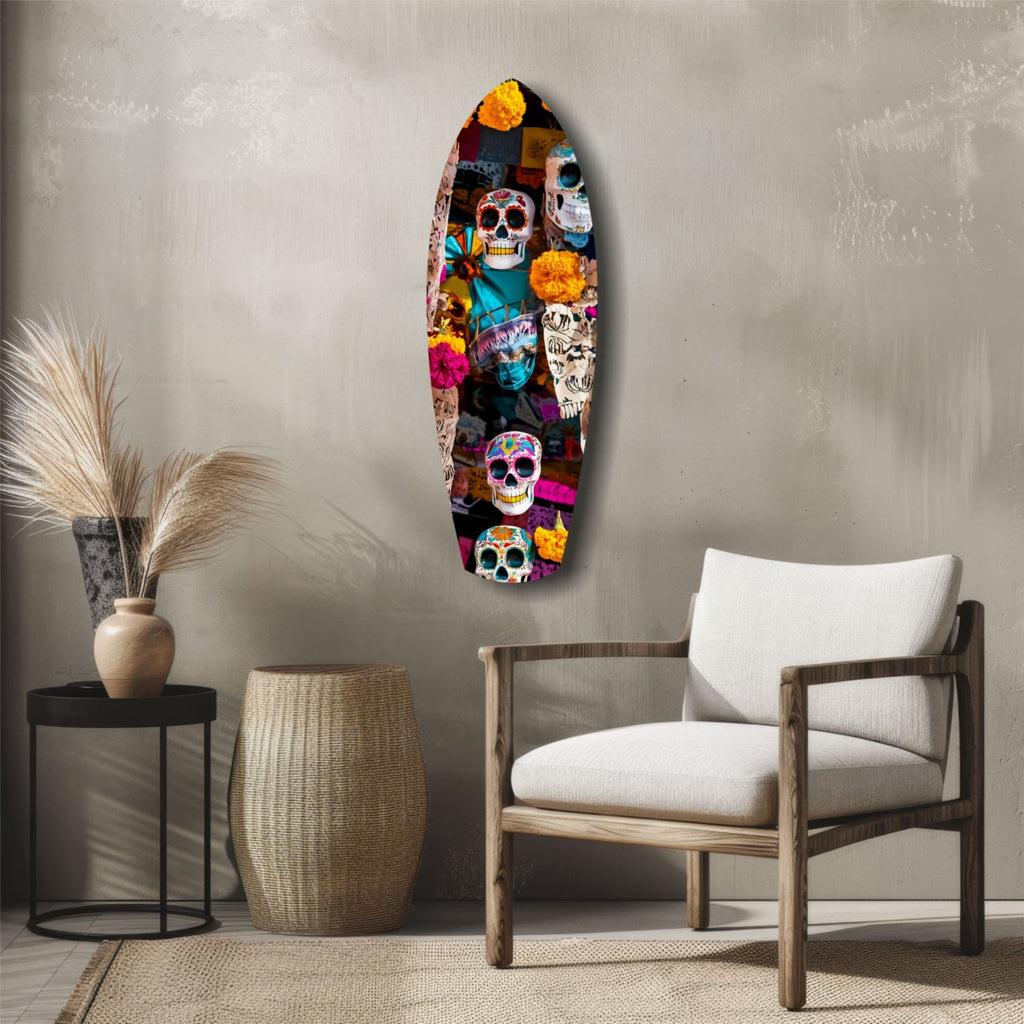 Colorful Skulls Glass Wall Art