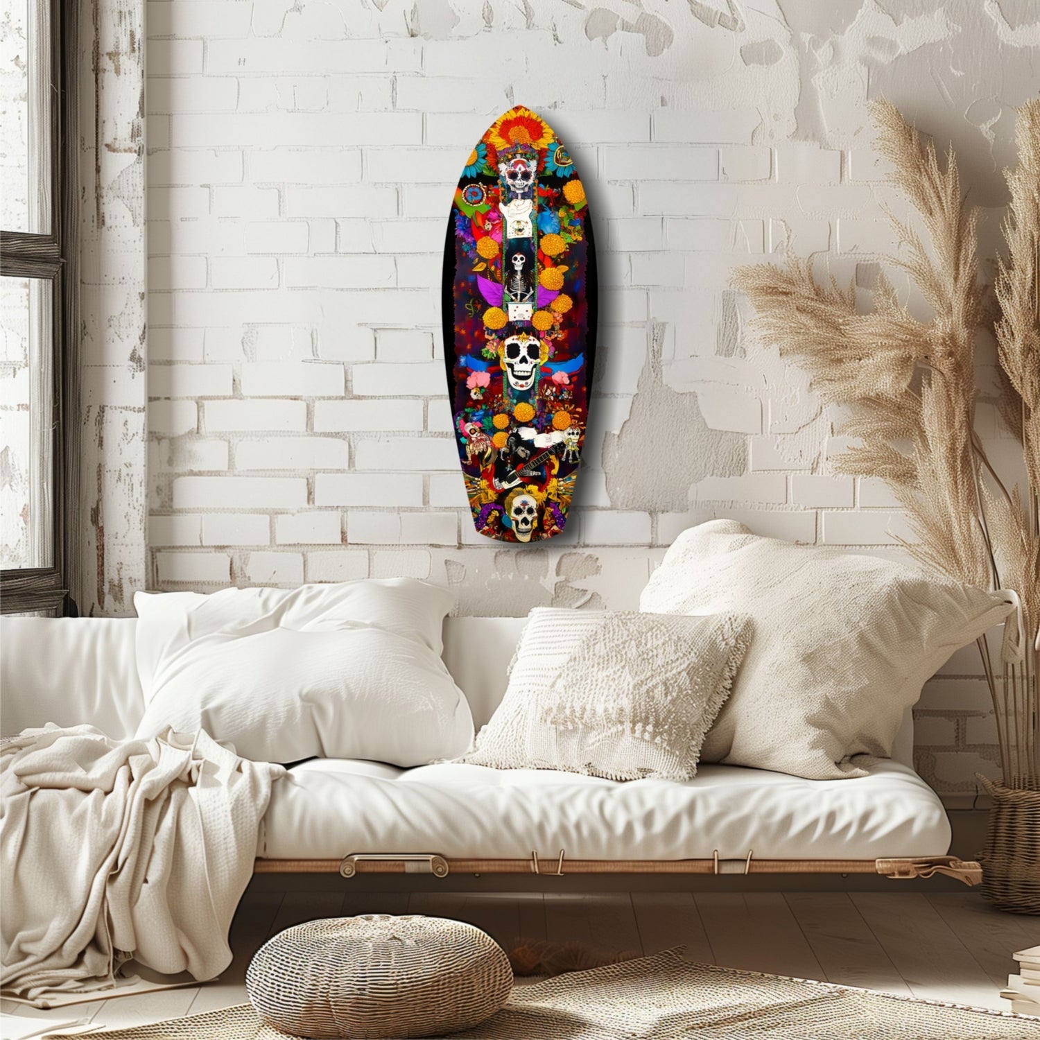 Colorful Skulls Glass Wall Art