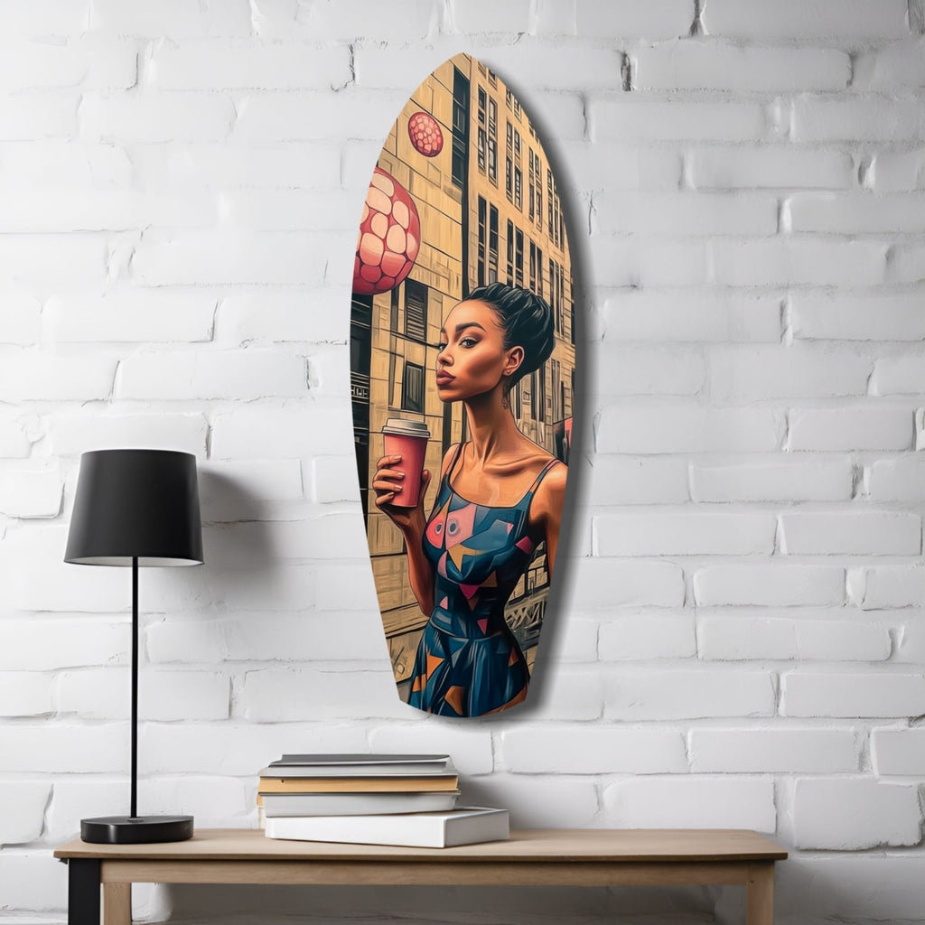 Modern City Life Glass Wall Art