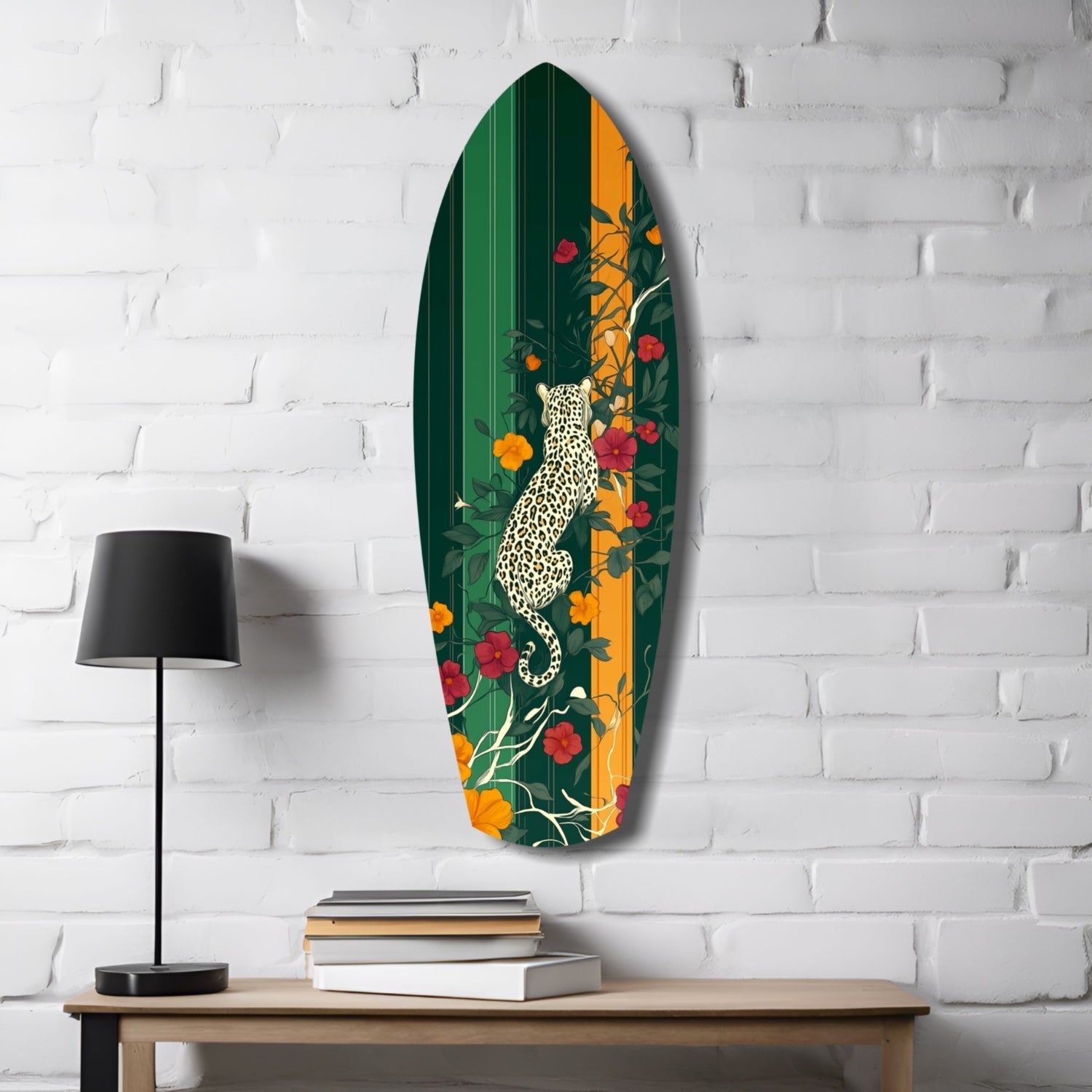 Tiger in the Jungle Glass Wall Art