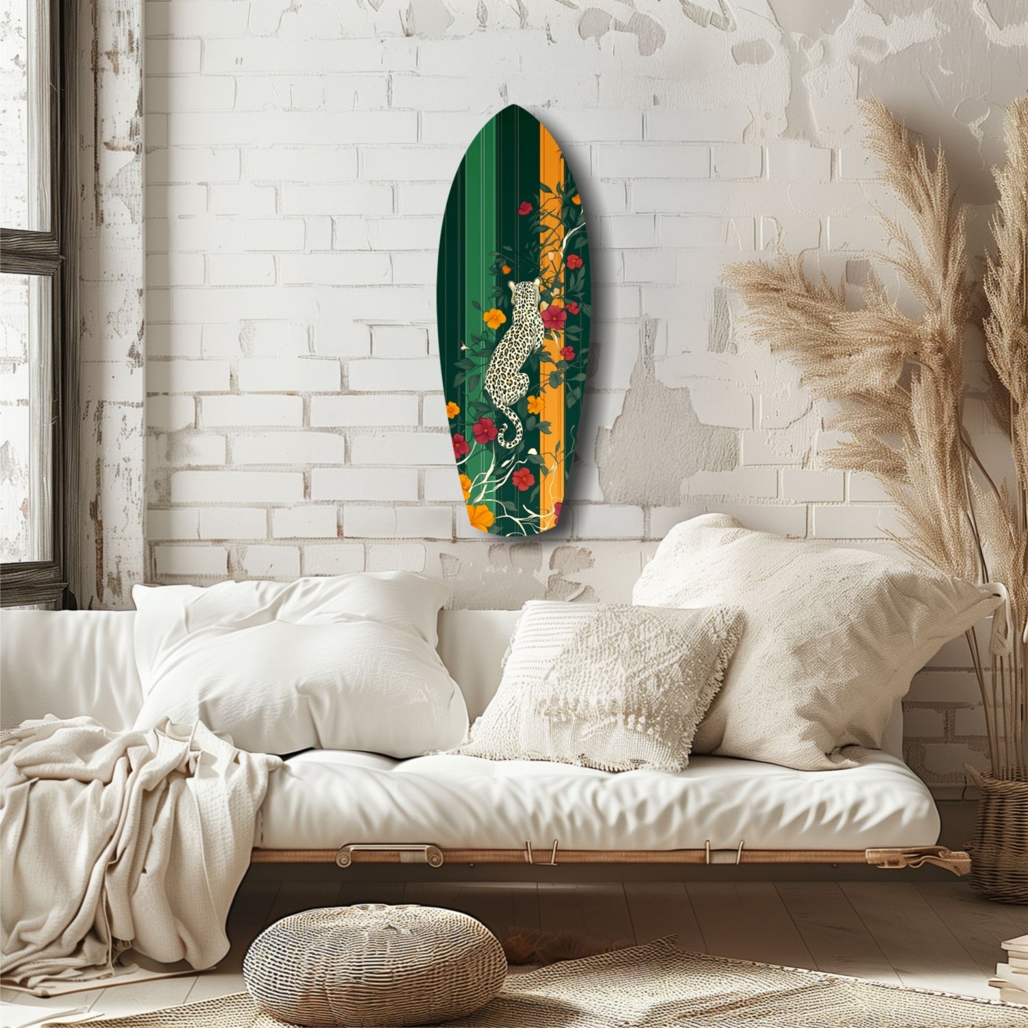 Tiger in the Jungle Glass Wall Art