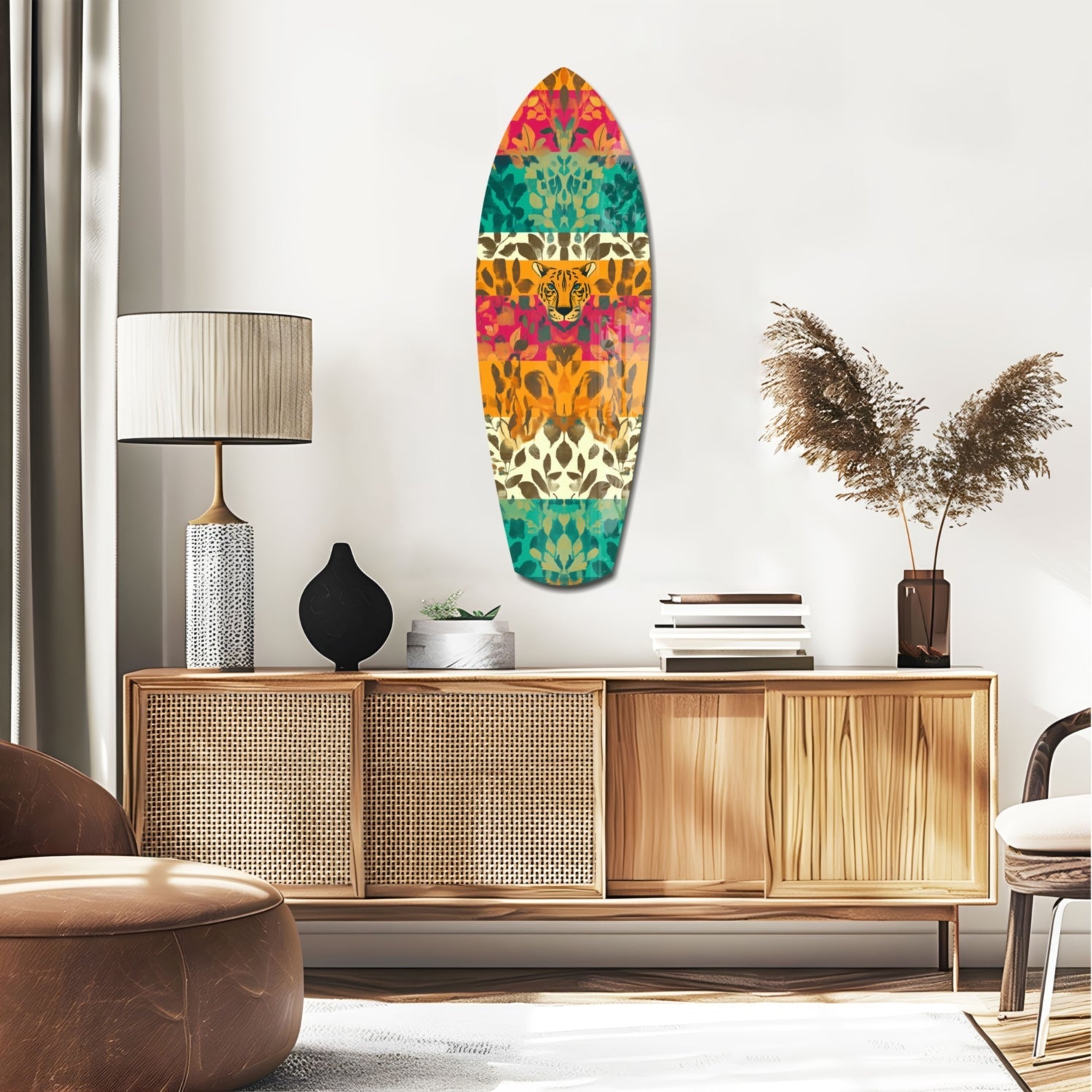 Camouflaged Tiger Glass Wall Art