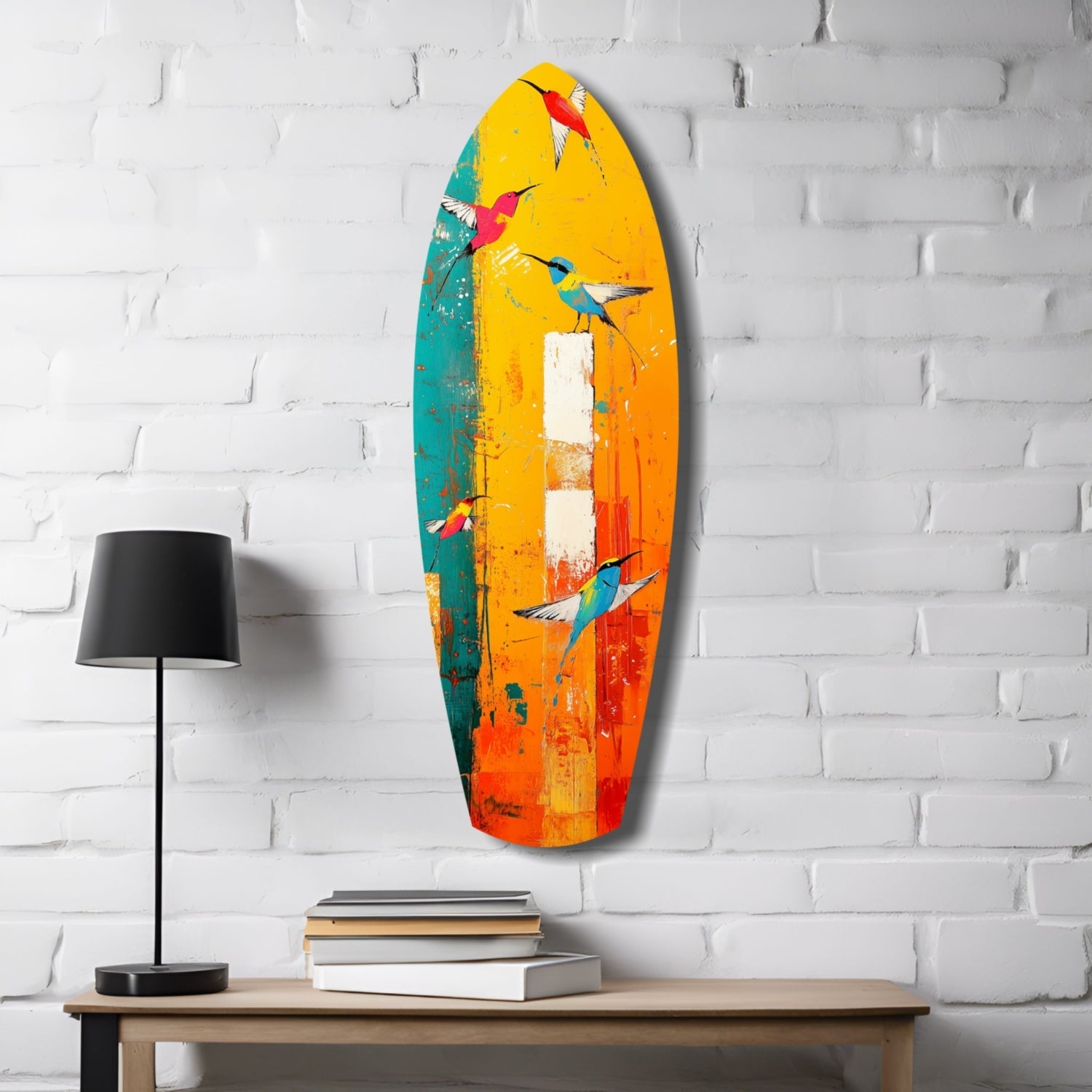 Birds in Colors Glass Wall Art