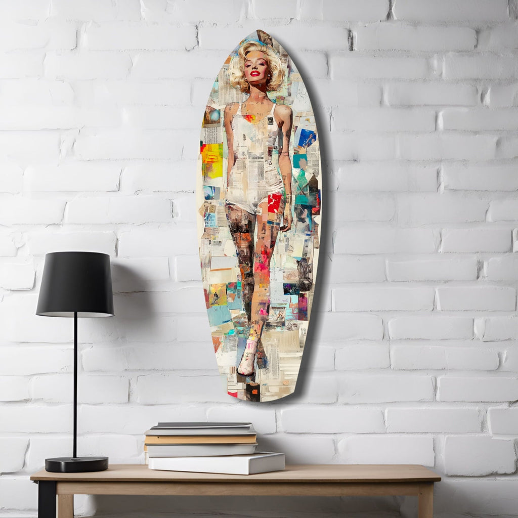 Marilyn in Vintage Swim Suit Glass Wall Art