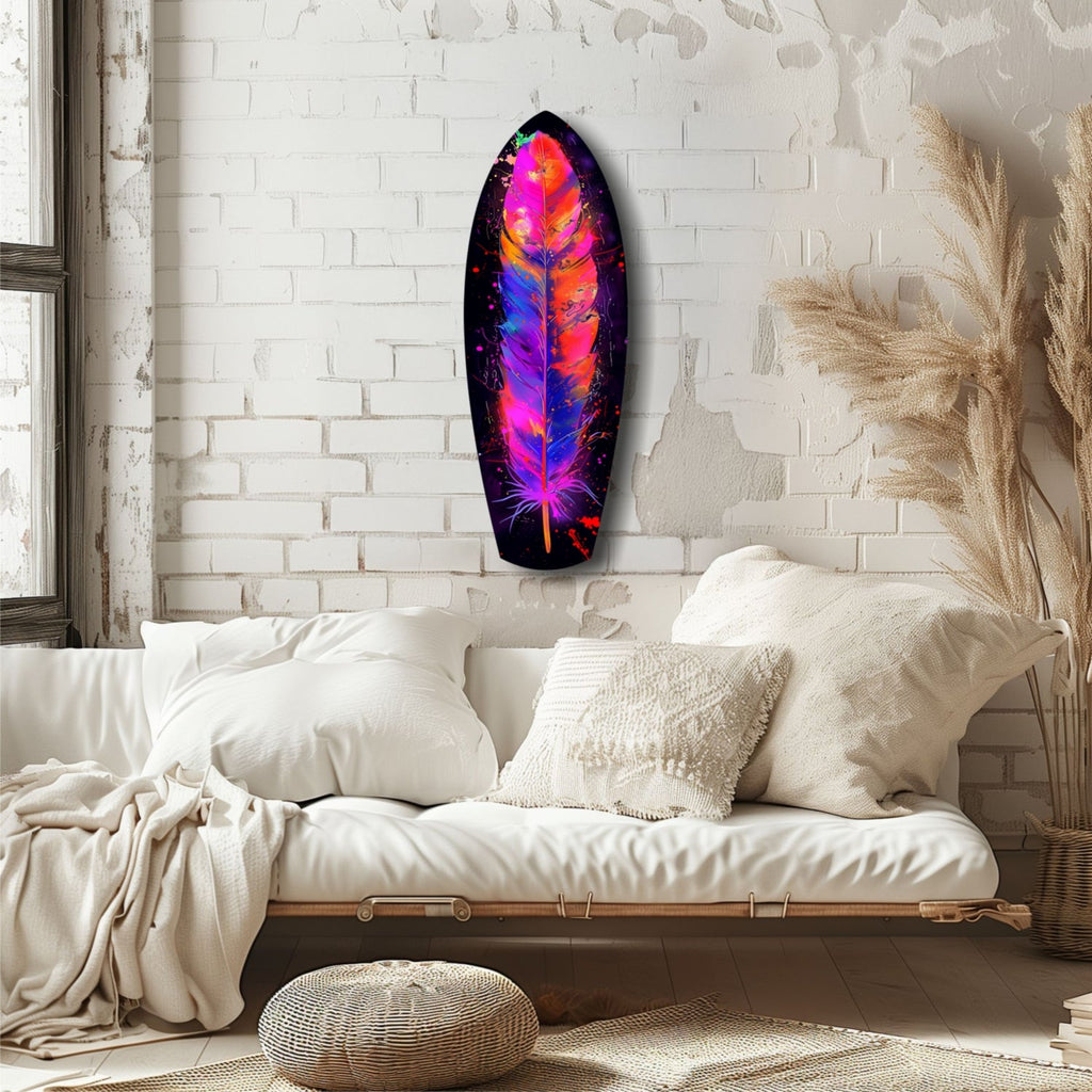 Colorful Feather Glass Wall Art