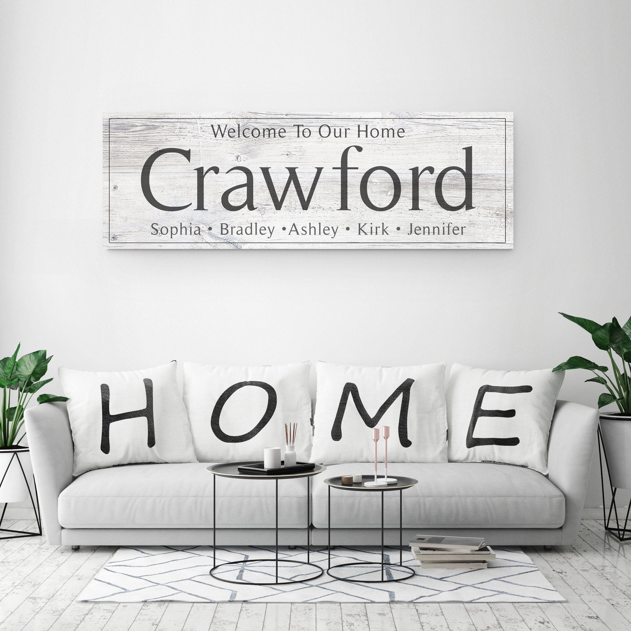 Family Name Sign - Rustic White