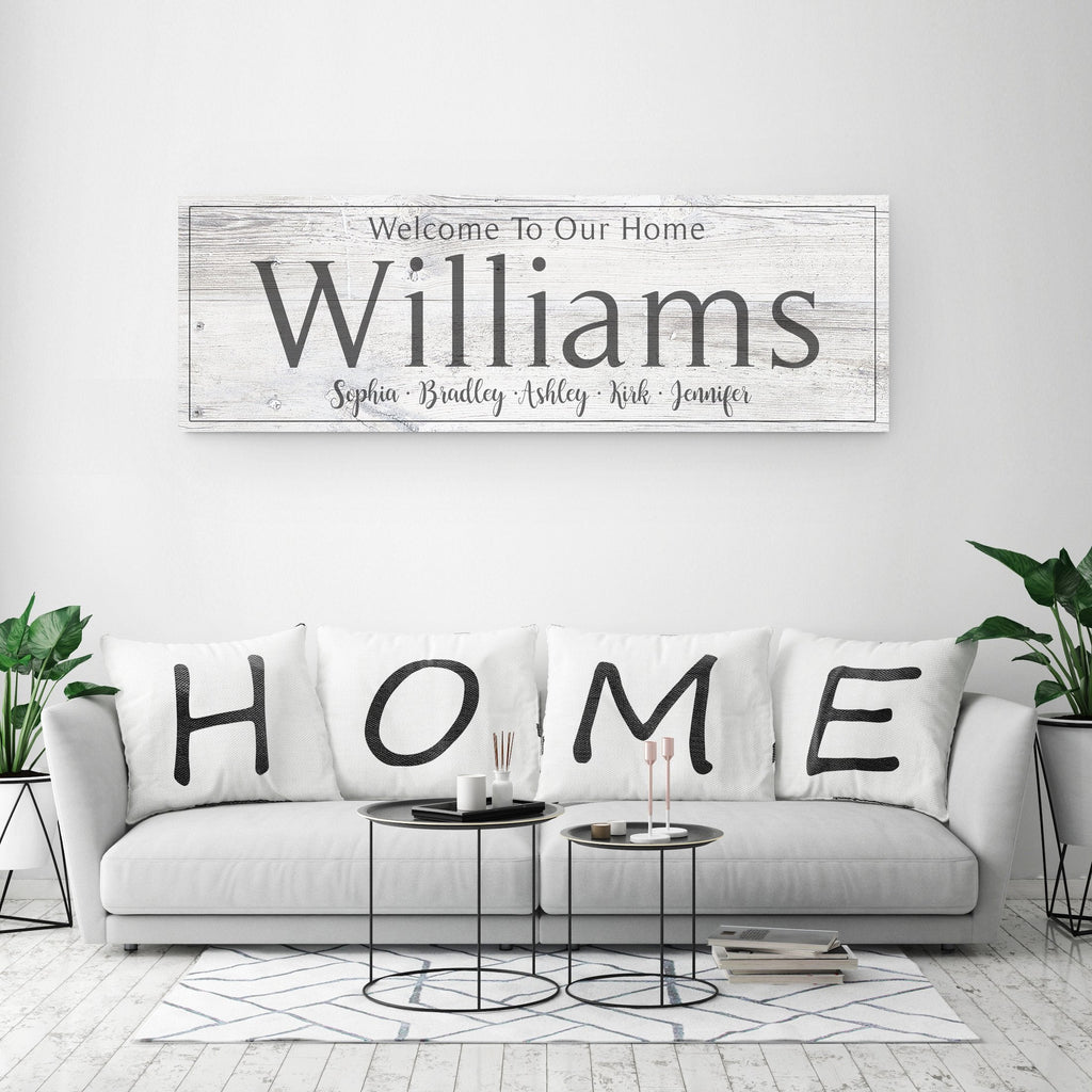 Family Name Sign - Rustic White
