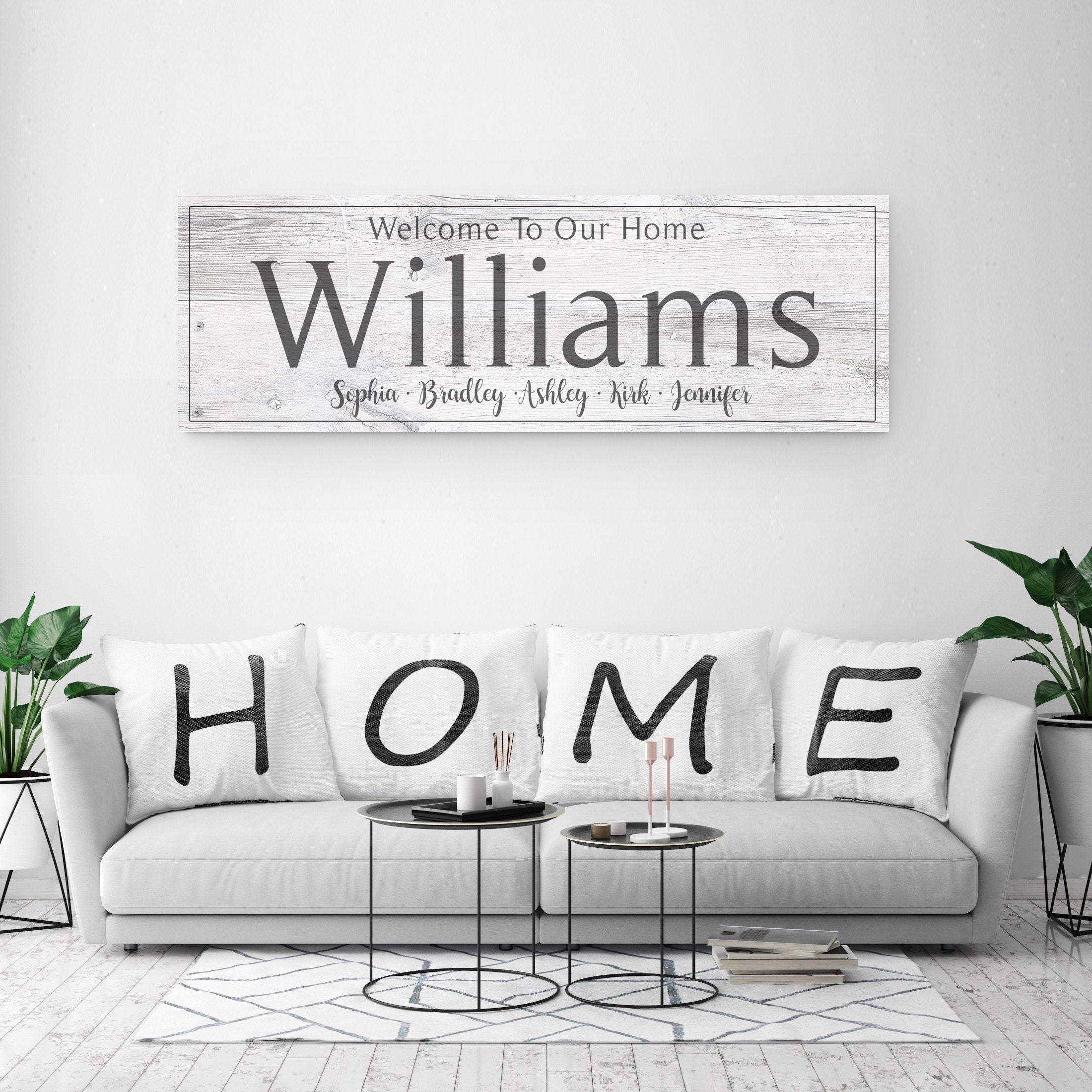 Family Name Sign - Rustic White