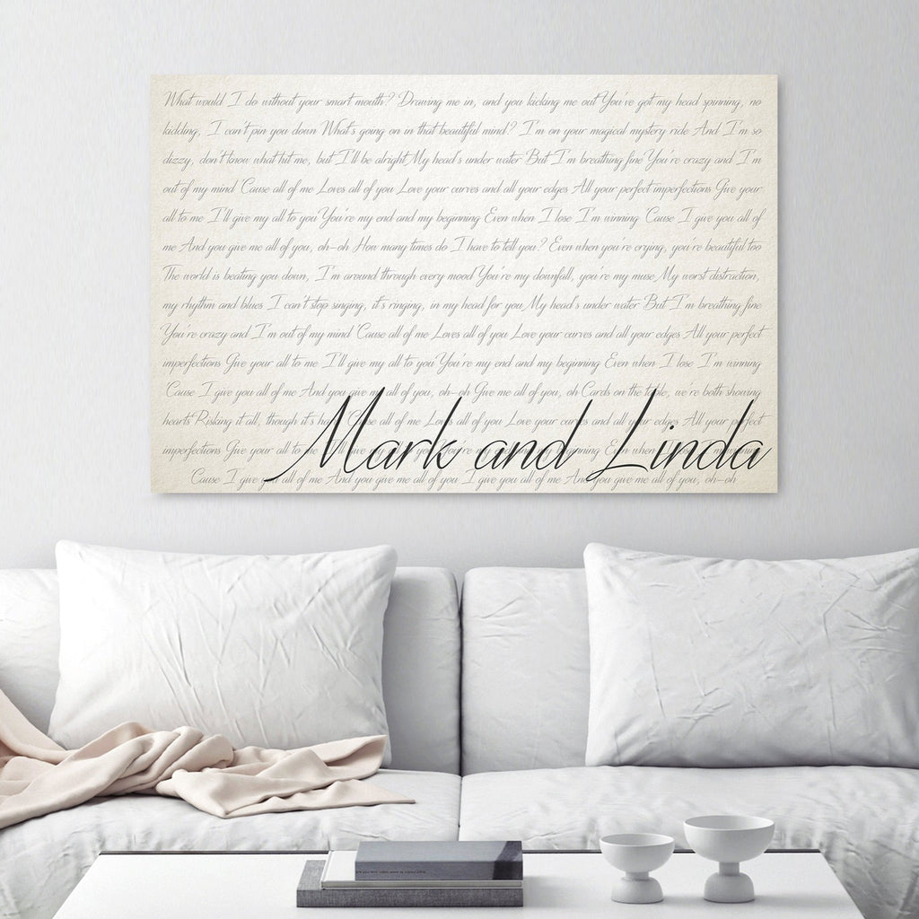 Ivory Custom Lyrics Canvas - 14th Anniversary Gift