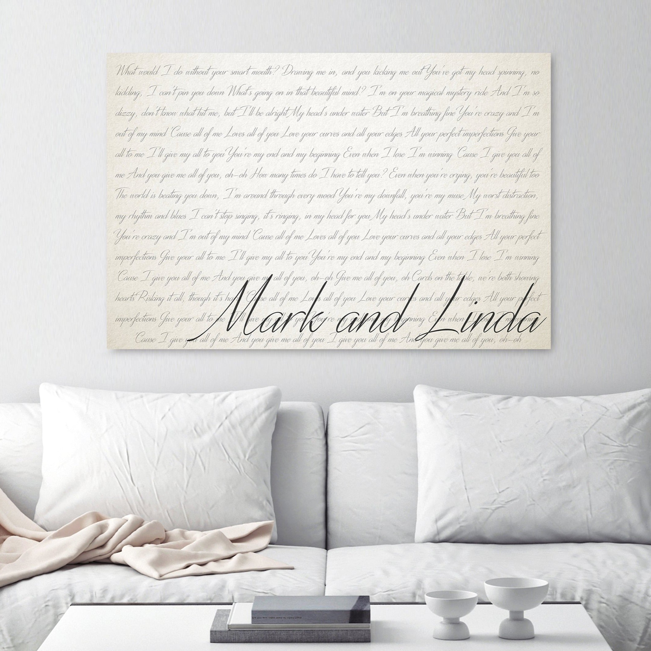 Ivory Custom Lyrics Canvas - 14th Anniversary Gift